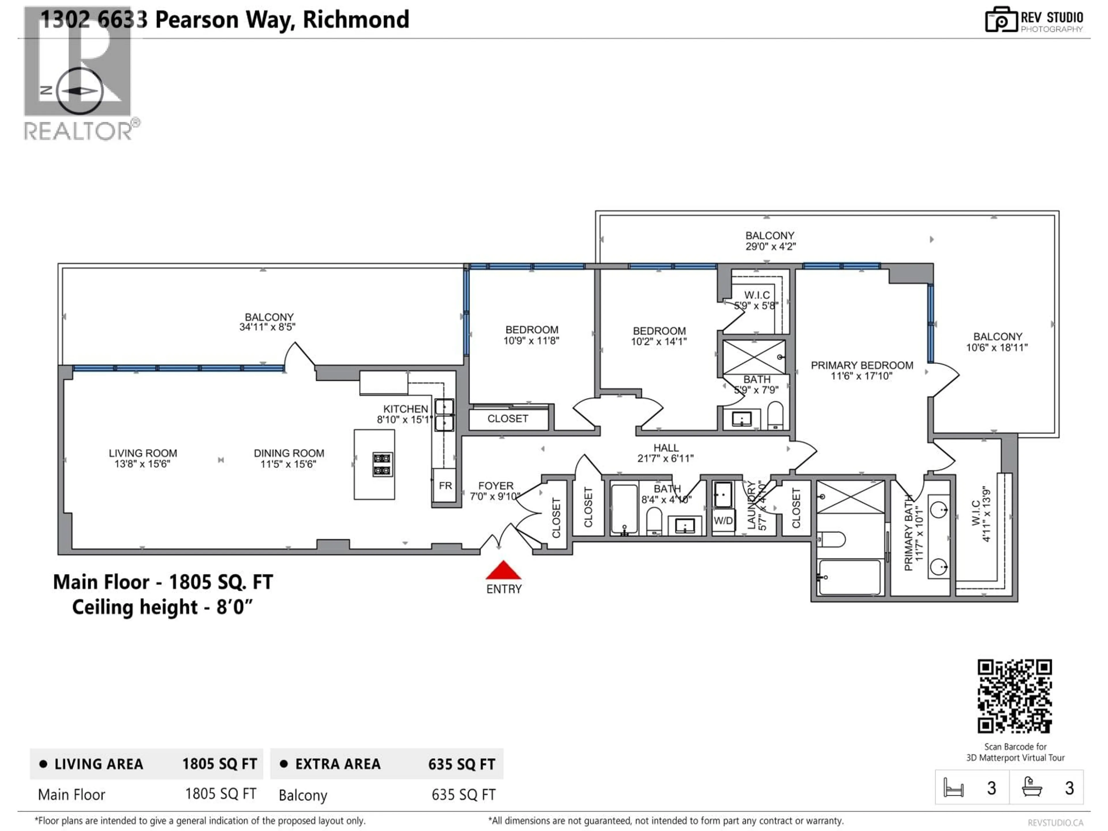 Floor plan for 1302 - 6633 PEARSON WAY, Richmond British Columbia V7C0C4