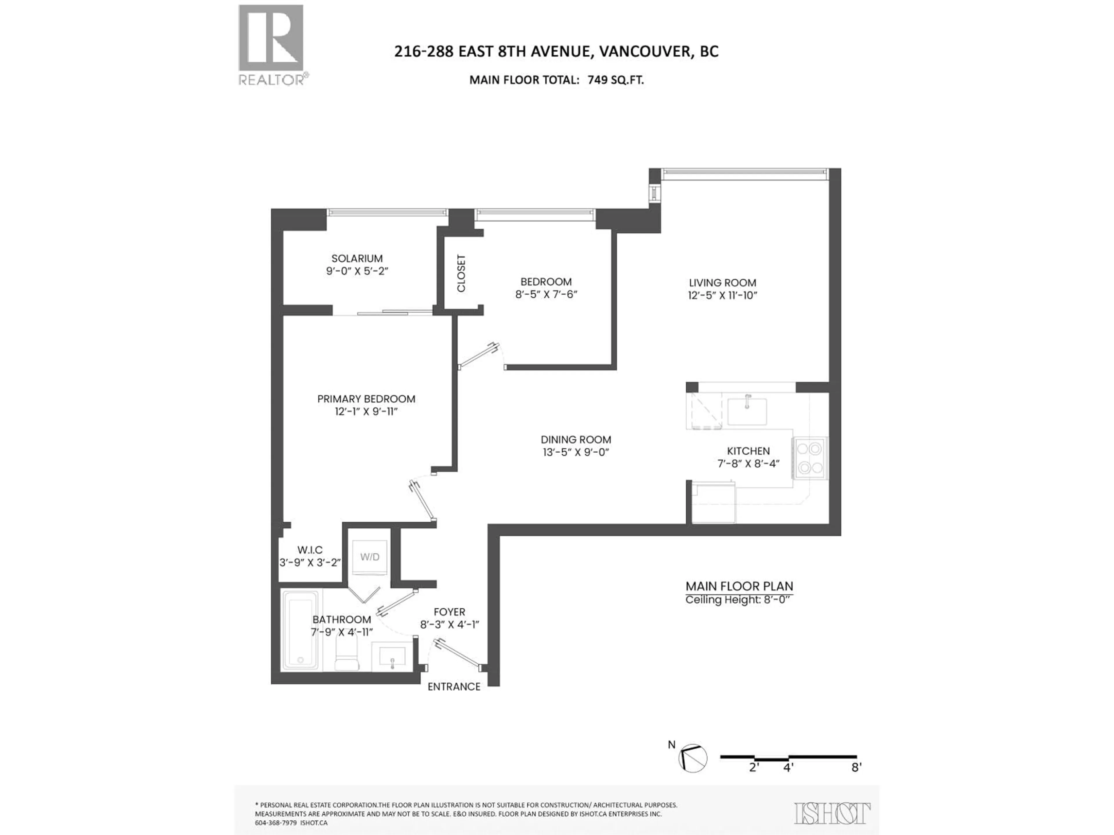 Floor plan for 216 - 288 8TH AVENUE, Vancouver British Columbia V5T4S8