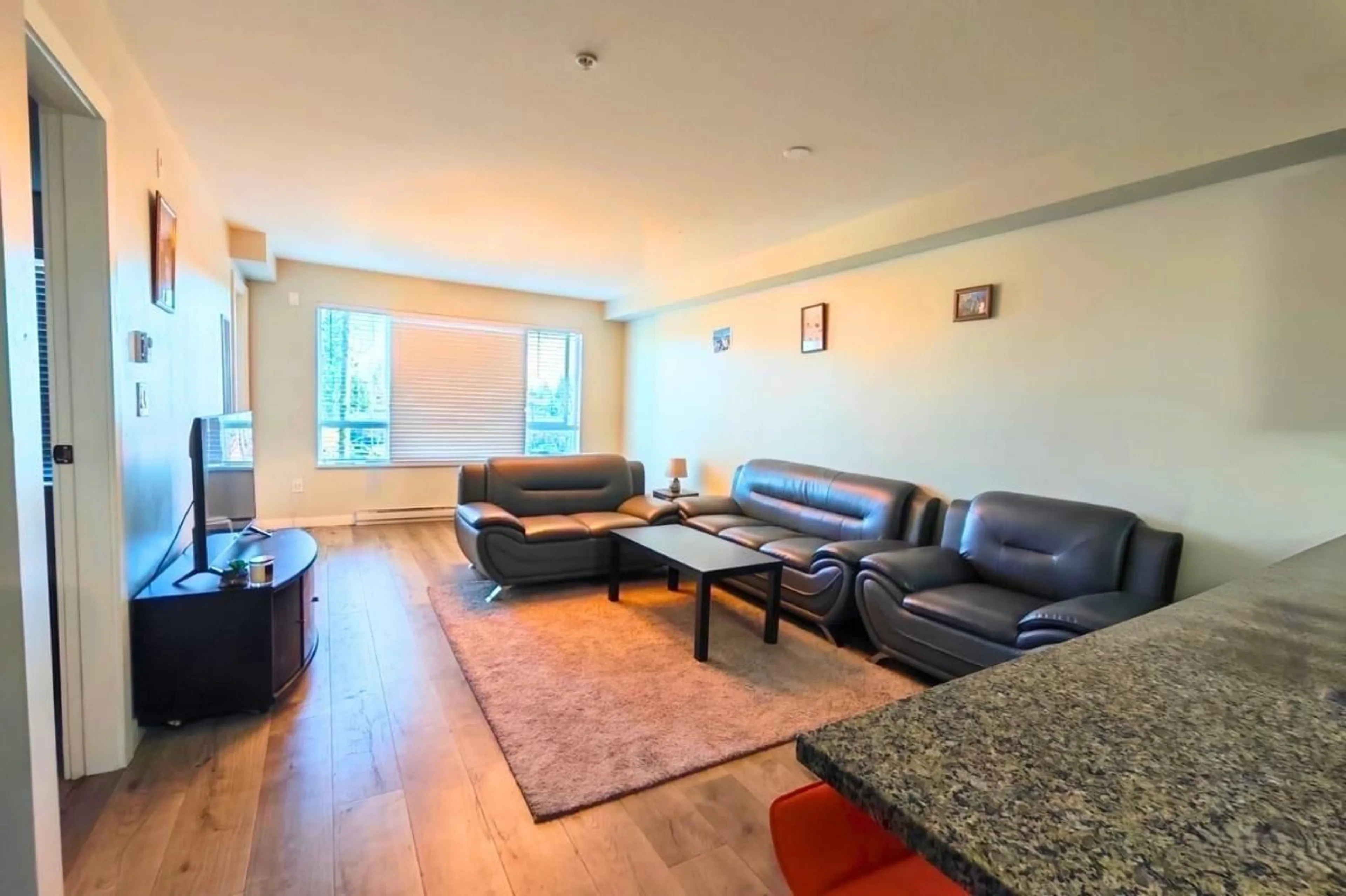 Living room with furniture, wood/laminate floor for 319 - 7511 120 STREET, Delta British Columbia V4C0C1