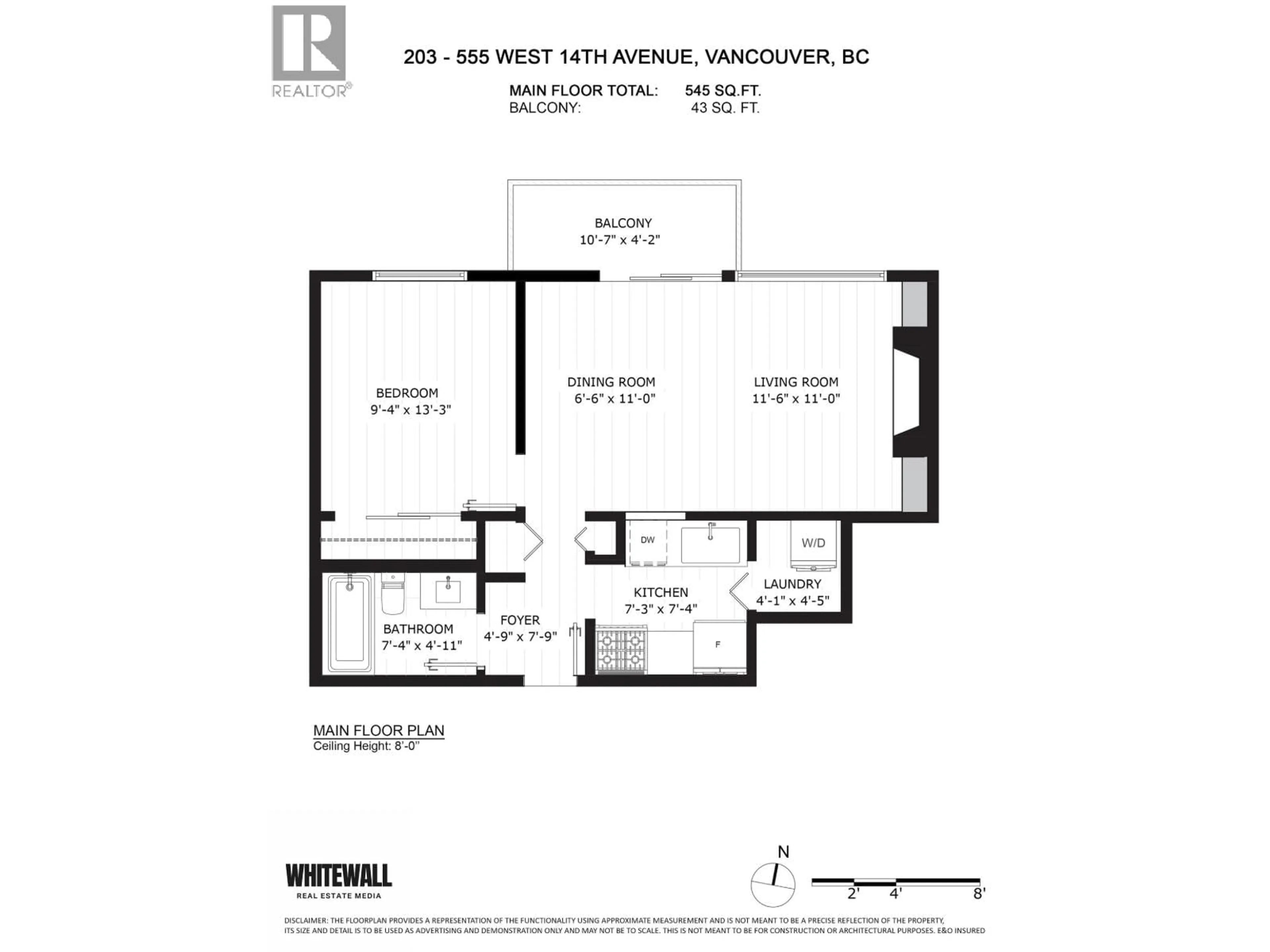 Floor plan for 203 - 555 14TH AVENUE, Vancouver British Columbia V5Z4G8