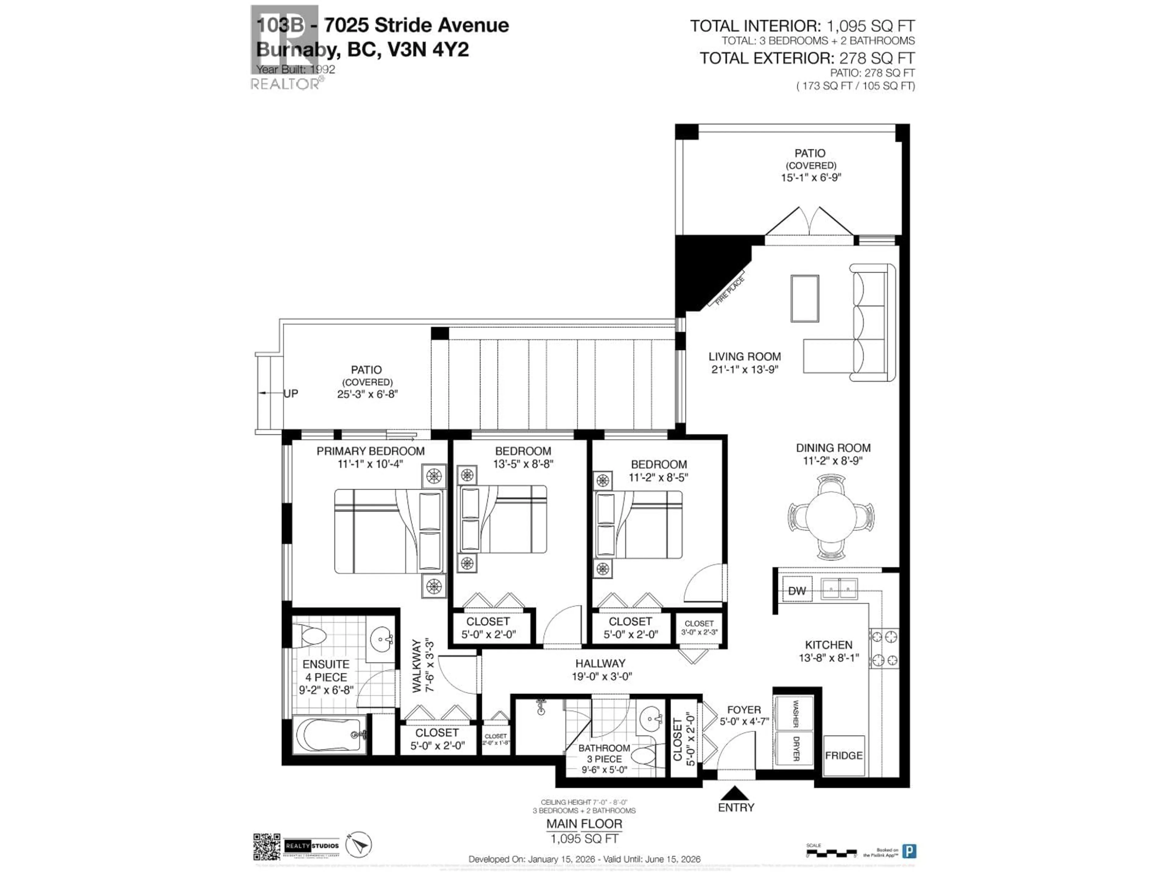 Floor plan for 103B - 7025 STRIDE AVENUE, Burnaby British Columbia V3N4Y1