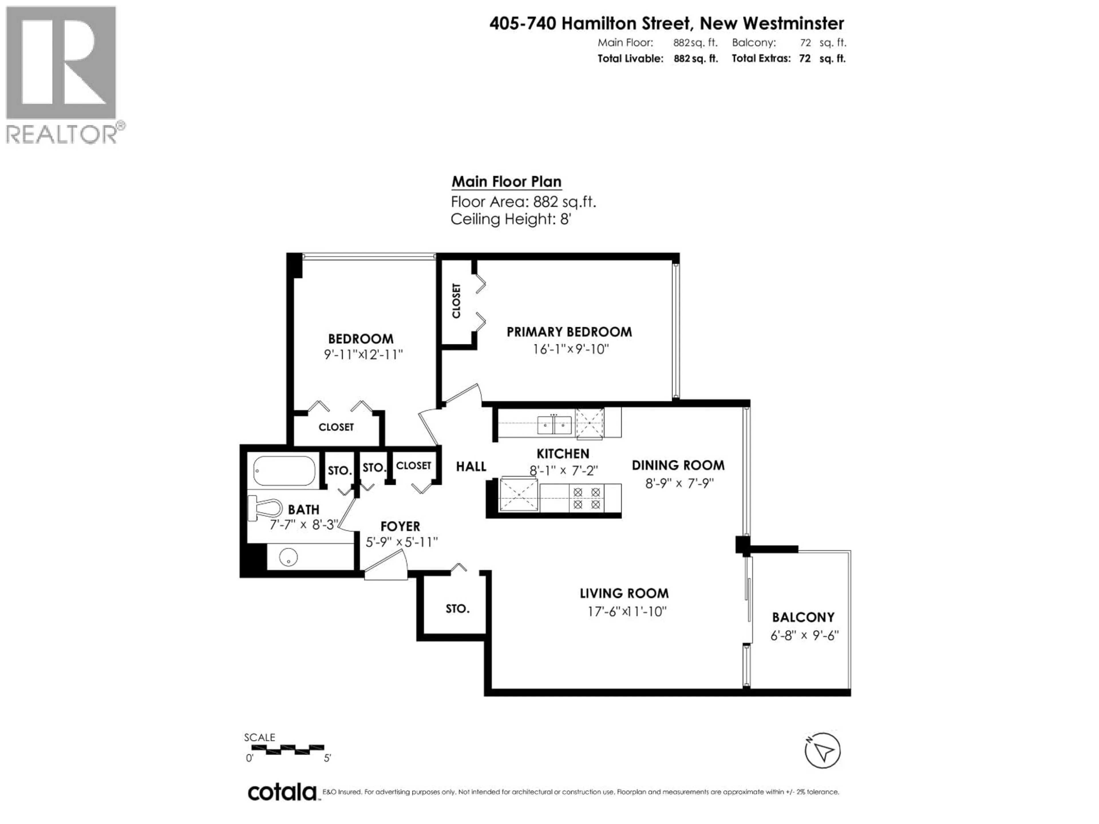 Floor plan for 405 - 740 HAMILTON STREET, New Westminster British Columbia V3M5T7