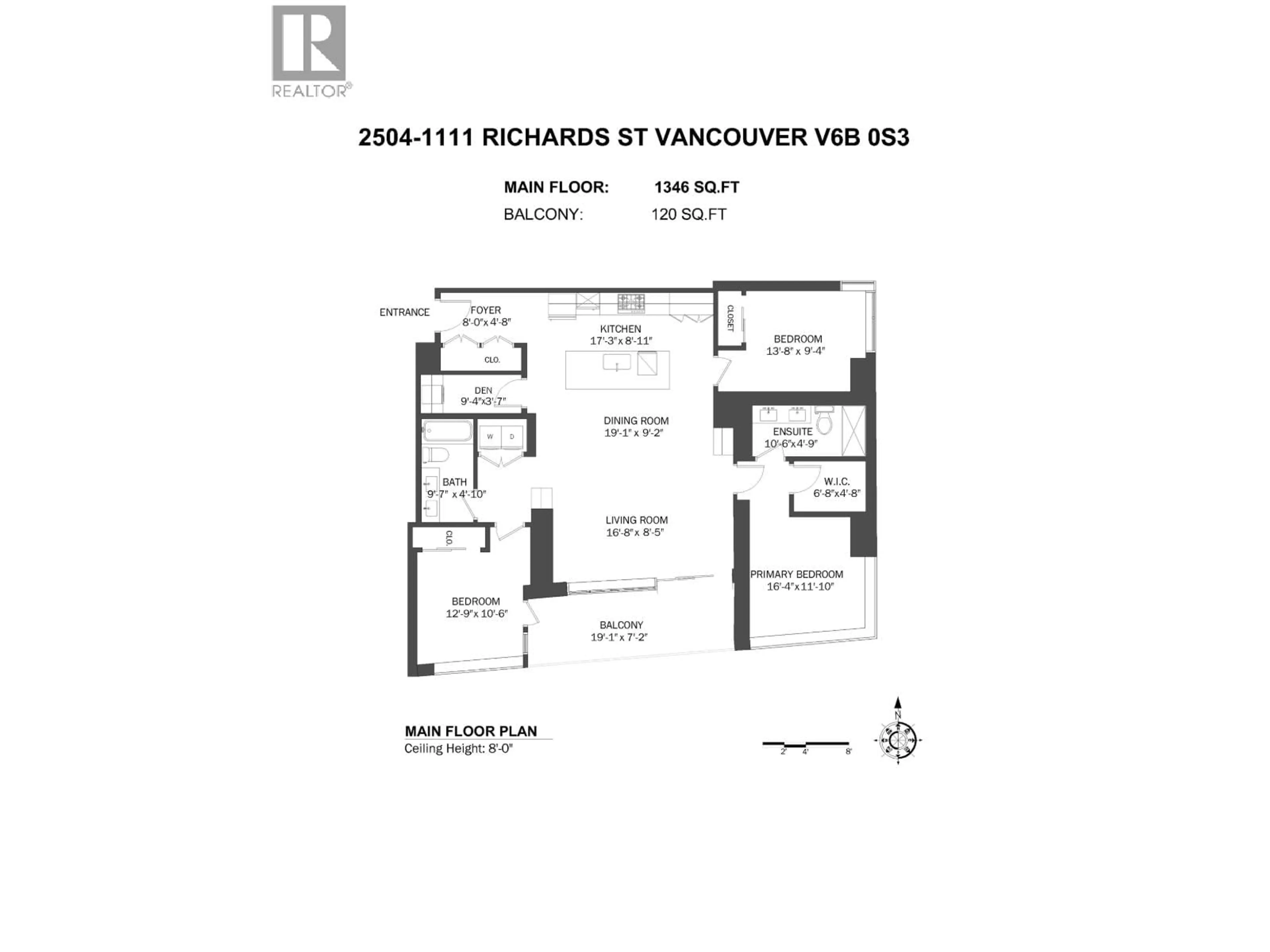 Floor plan for 2504 - 1111 RICHARDS STREET, Vancouver British Columbia V6B0S3