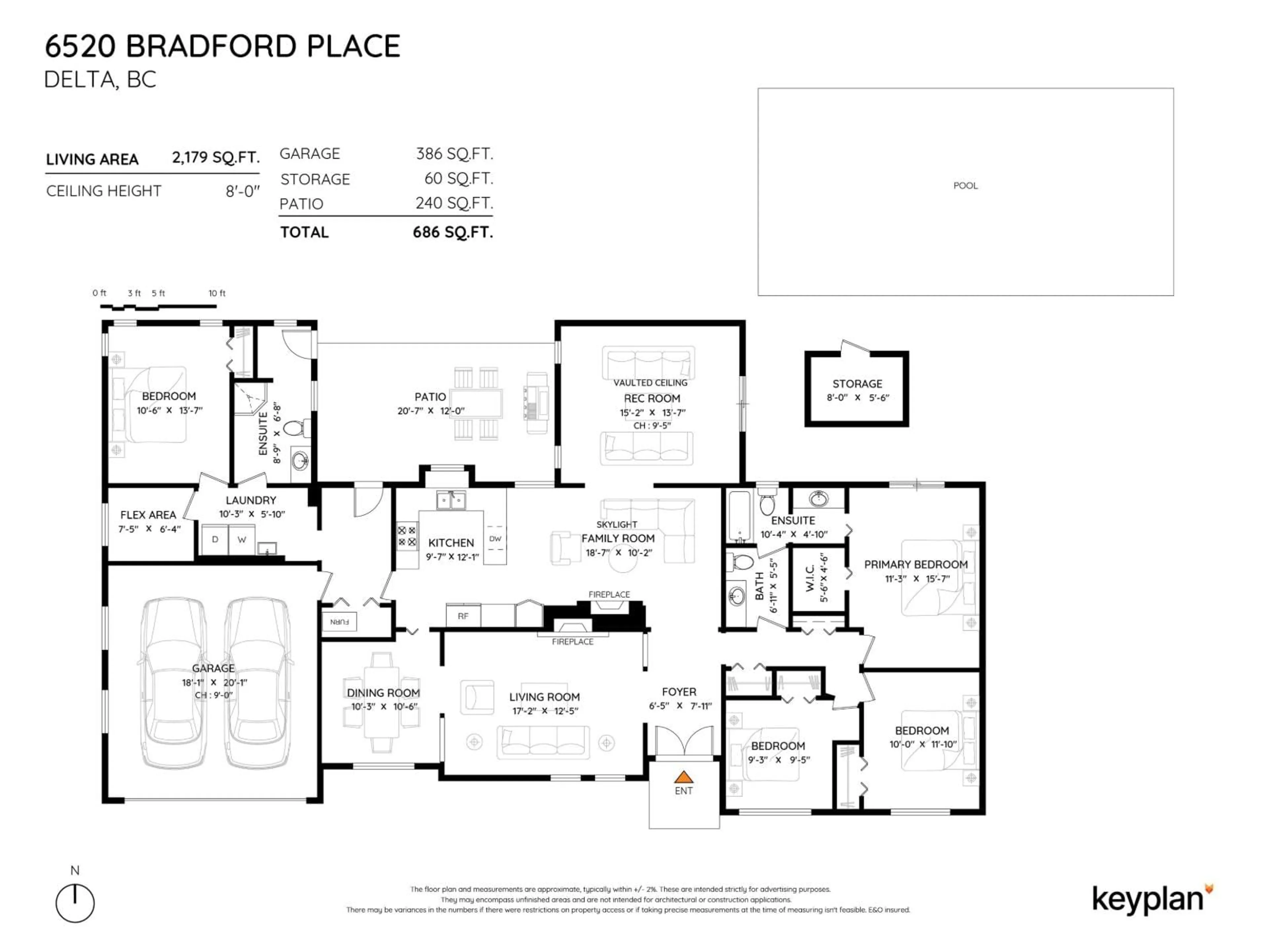 Floor plan for 6520 BRADFORD PLACE, Delta British Columbia V4E1G3