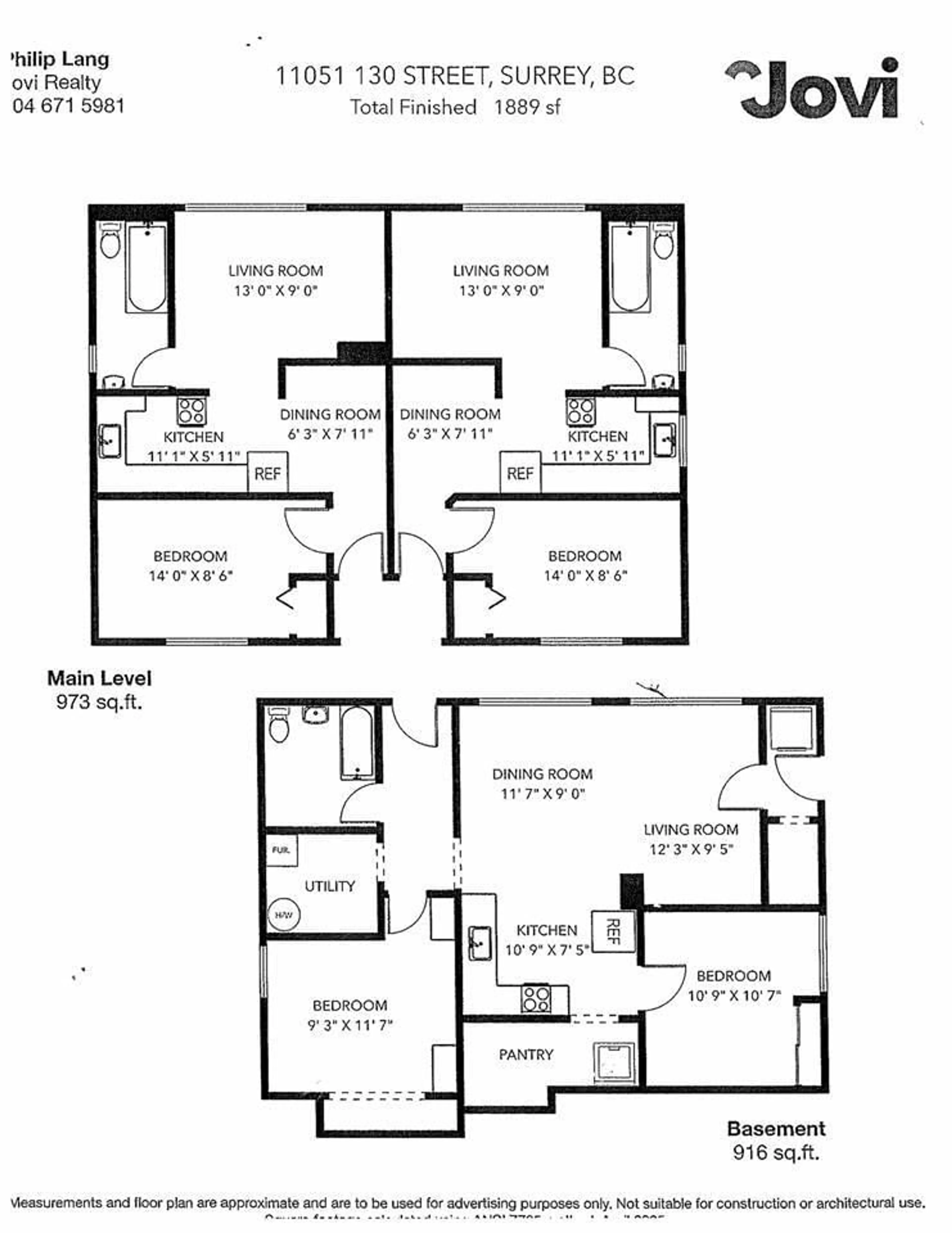 Floor plan for 11051 130 STREET, Surrey British Columbia V3T3M3