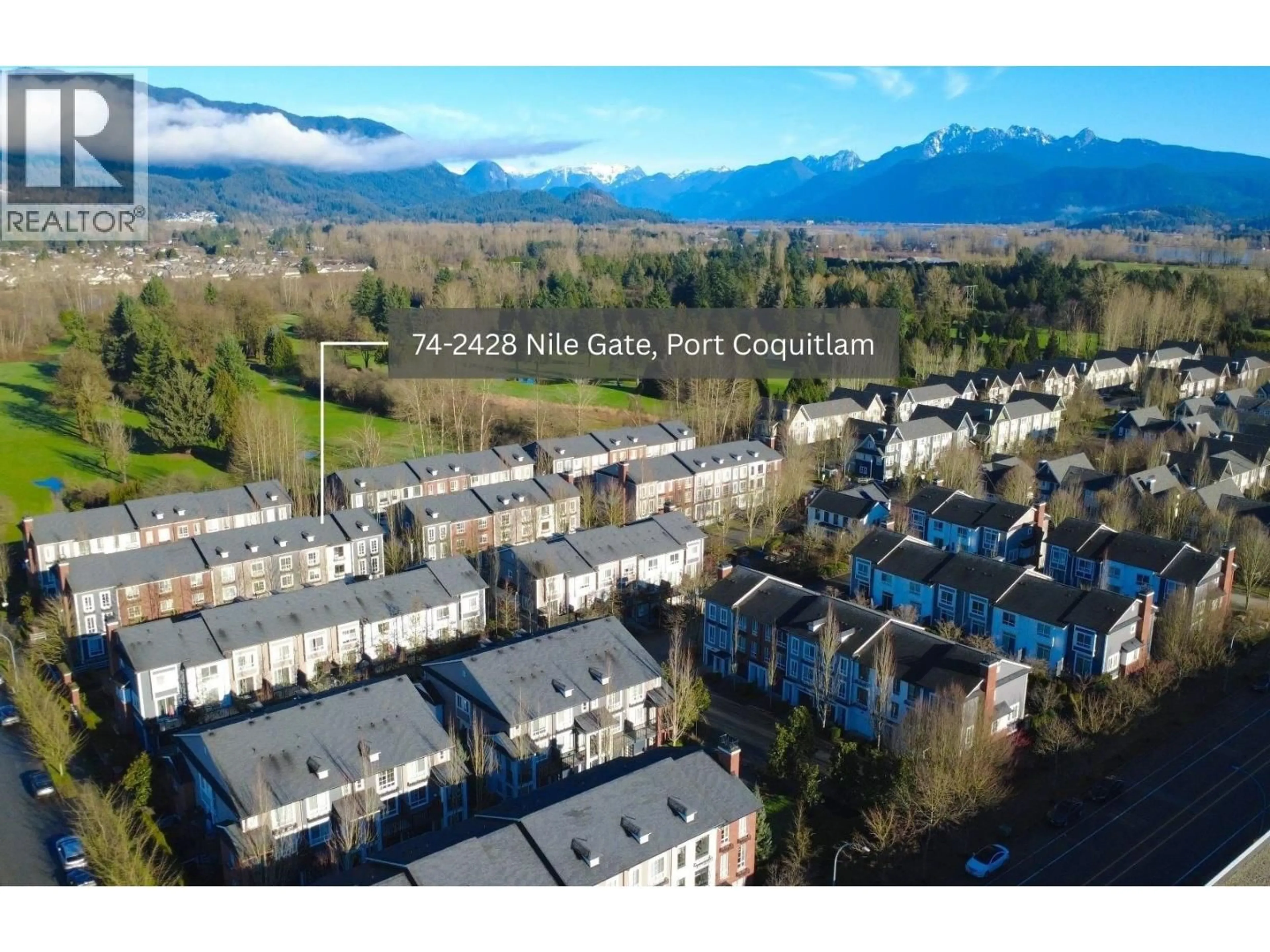 A pic from outside/outdoor area/front of a property/back of a property/a pic from drone, mountain view for 74 - 2428 NILE GATE, Port Coquitlam British Columbia V3B0H6