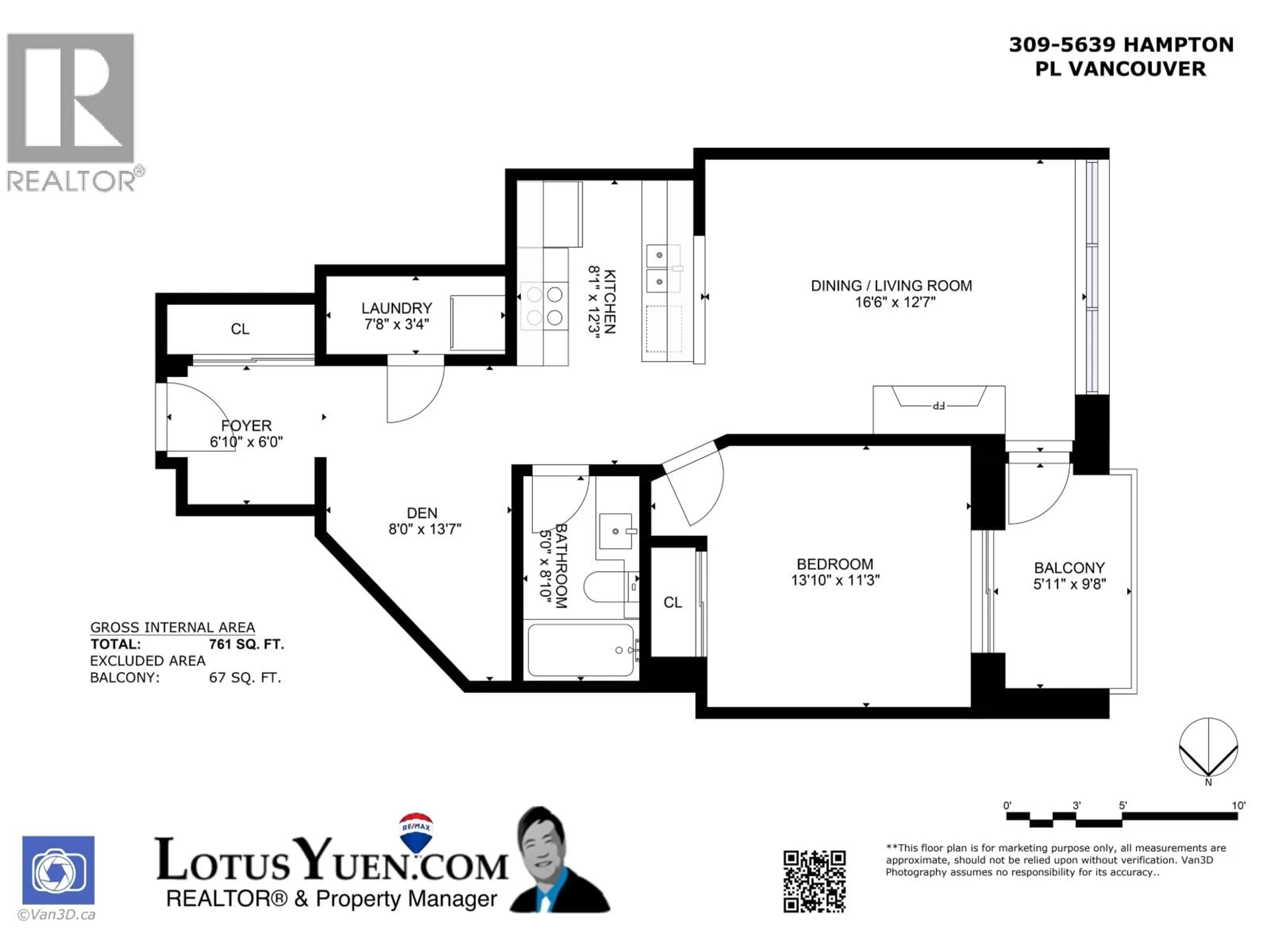Floor plan for 309 - 5639 HAMPTON PLACE, Vancouver British Columbia V6T2H6