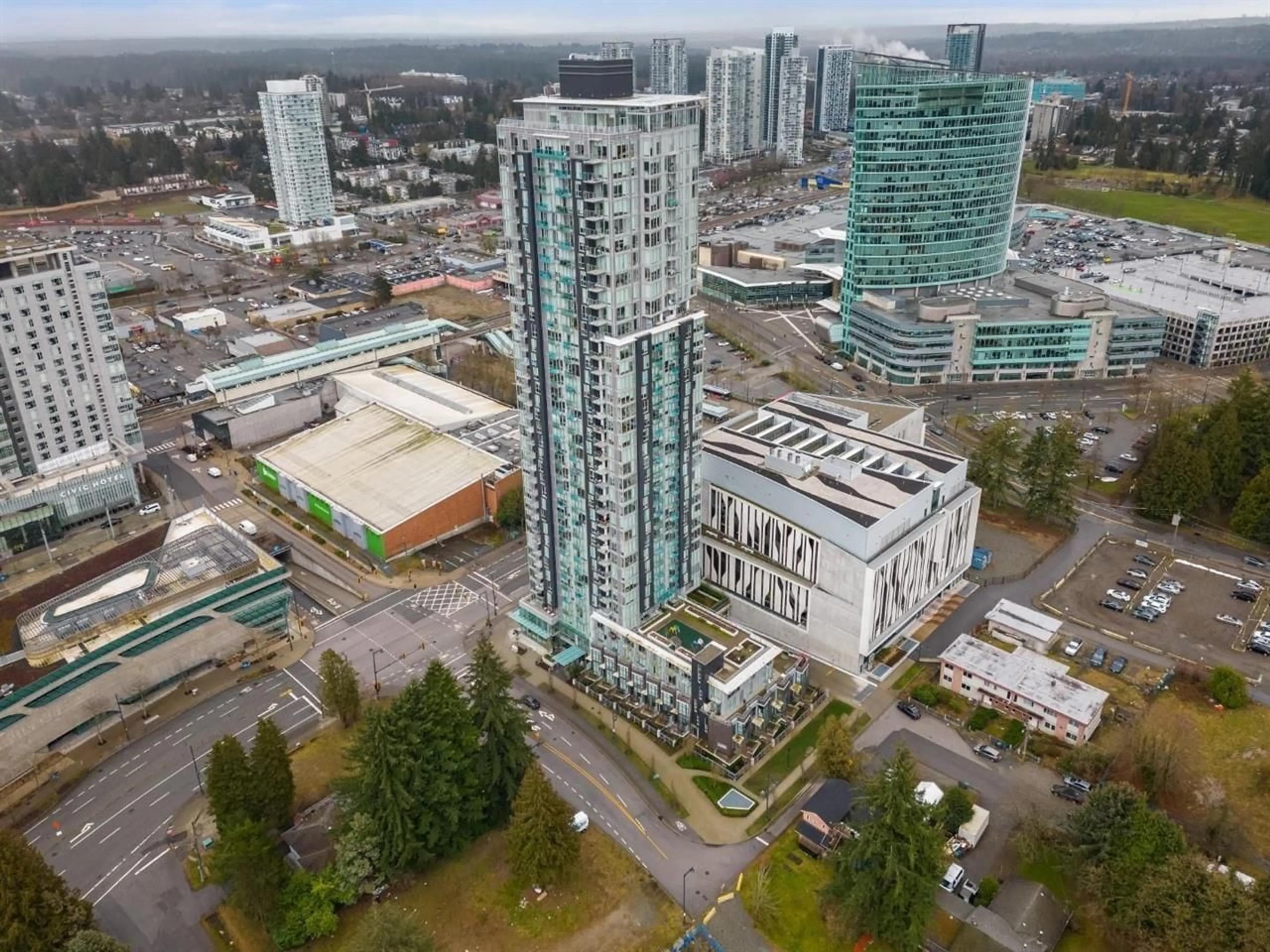 A pic from outside/outdoor area/front of a property/back of a property/a pic from drone, city buildings view from balcony for 3203 - 13438 CENTRAL AVENUE, Surrey British Columbia V3T0N2