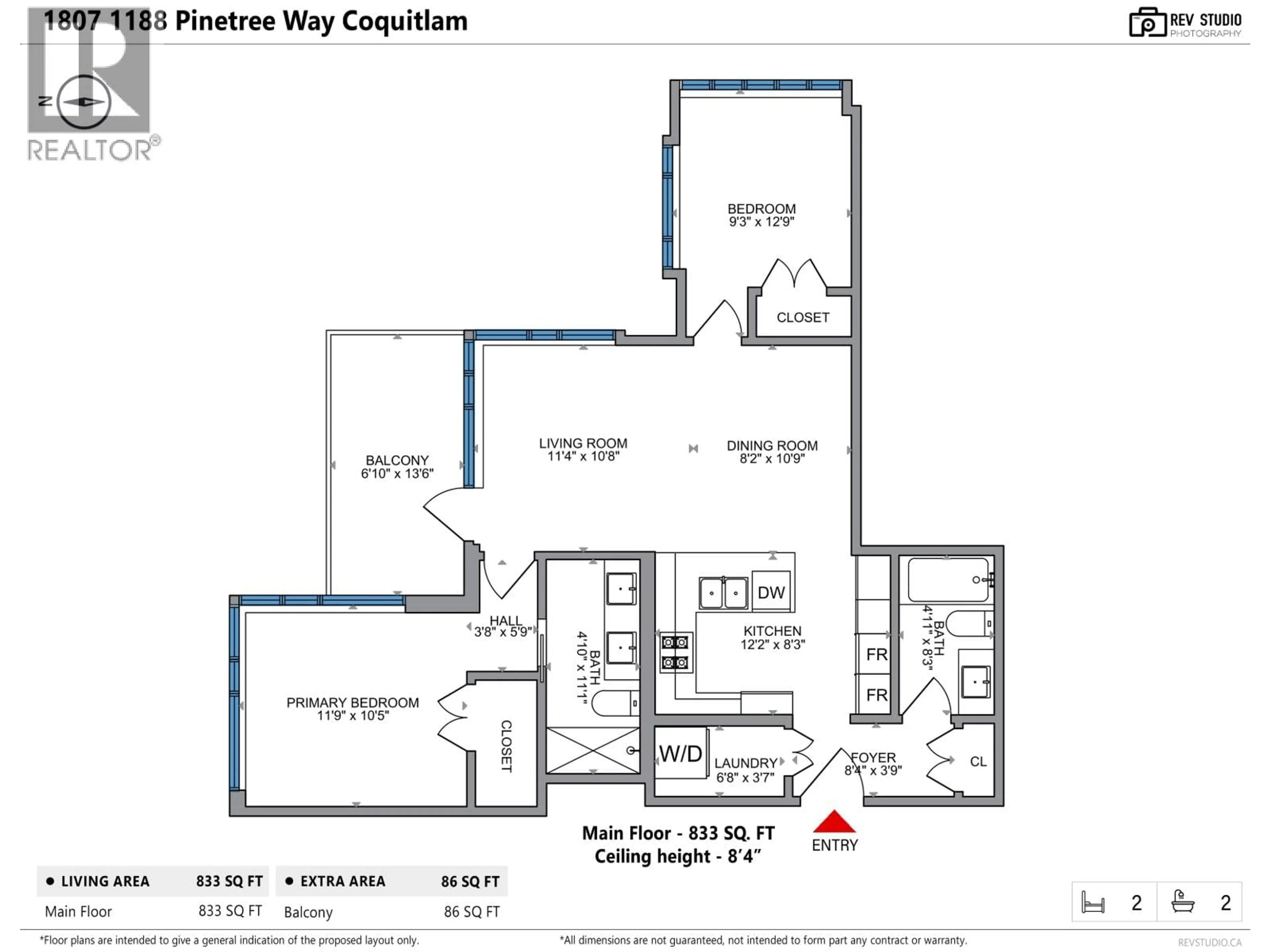 Floor plan for 1807 - 1188 PINETREE WAY, Coquitlam British Columbia V3B0K9