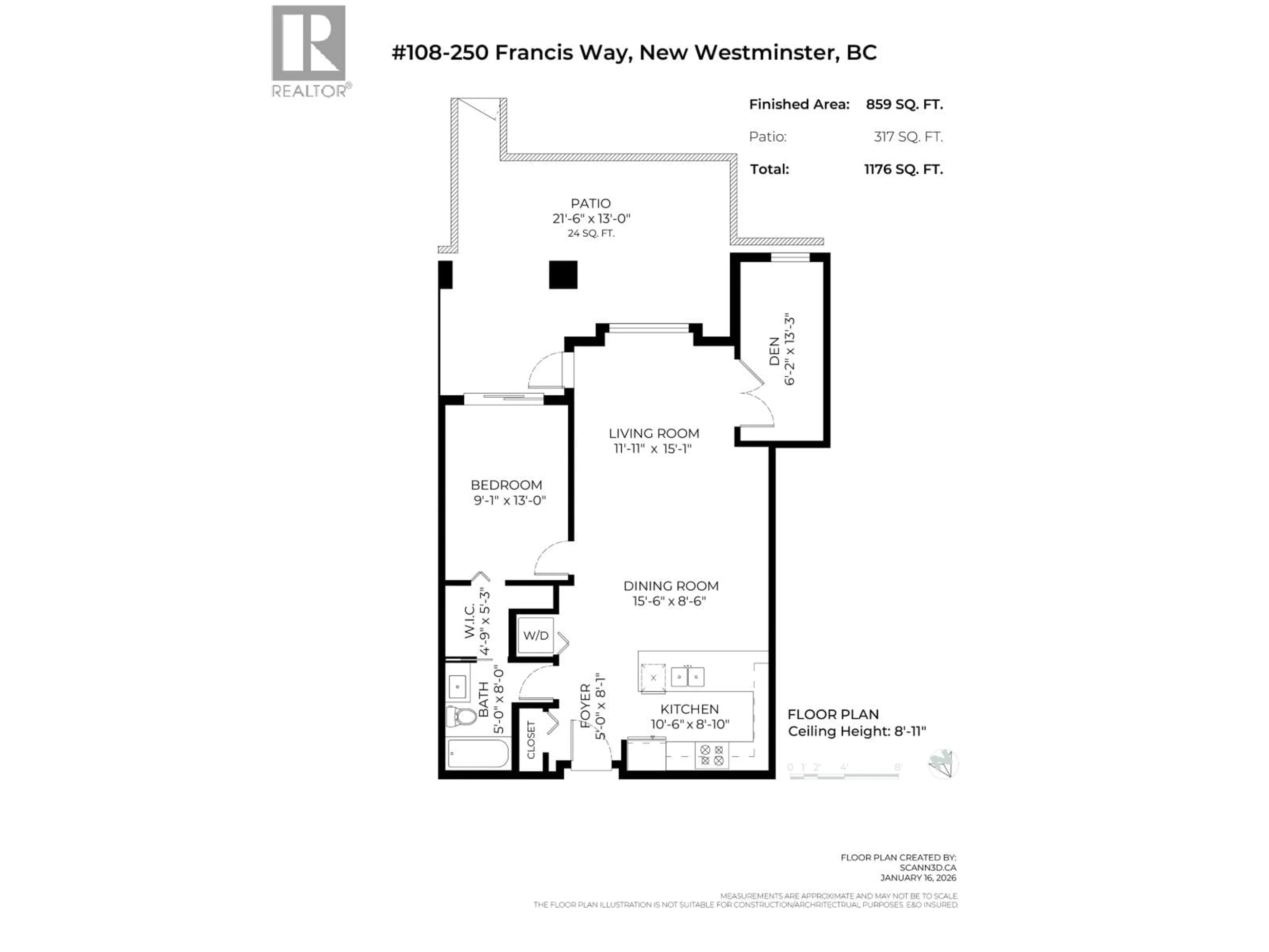 Floor plan for 108 - 250 FRANCIS WAY, New Westminster British Columbia V3L0E6