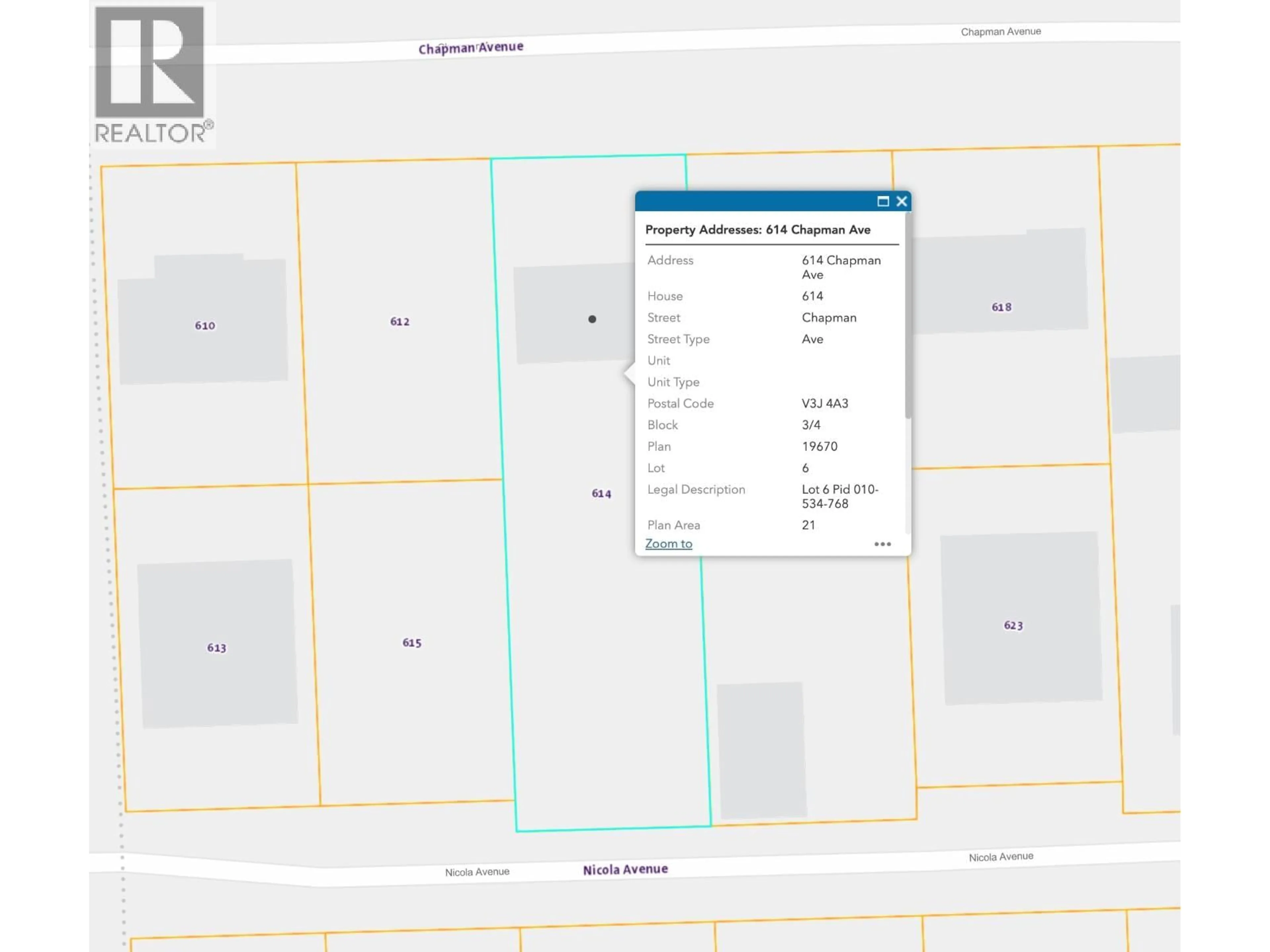 Picture of a map for 614 CHAPMAN AVENUE, Coquitlam British Columbia V3J4A3