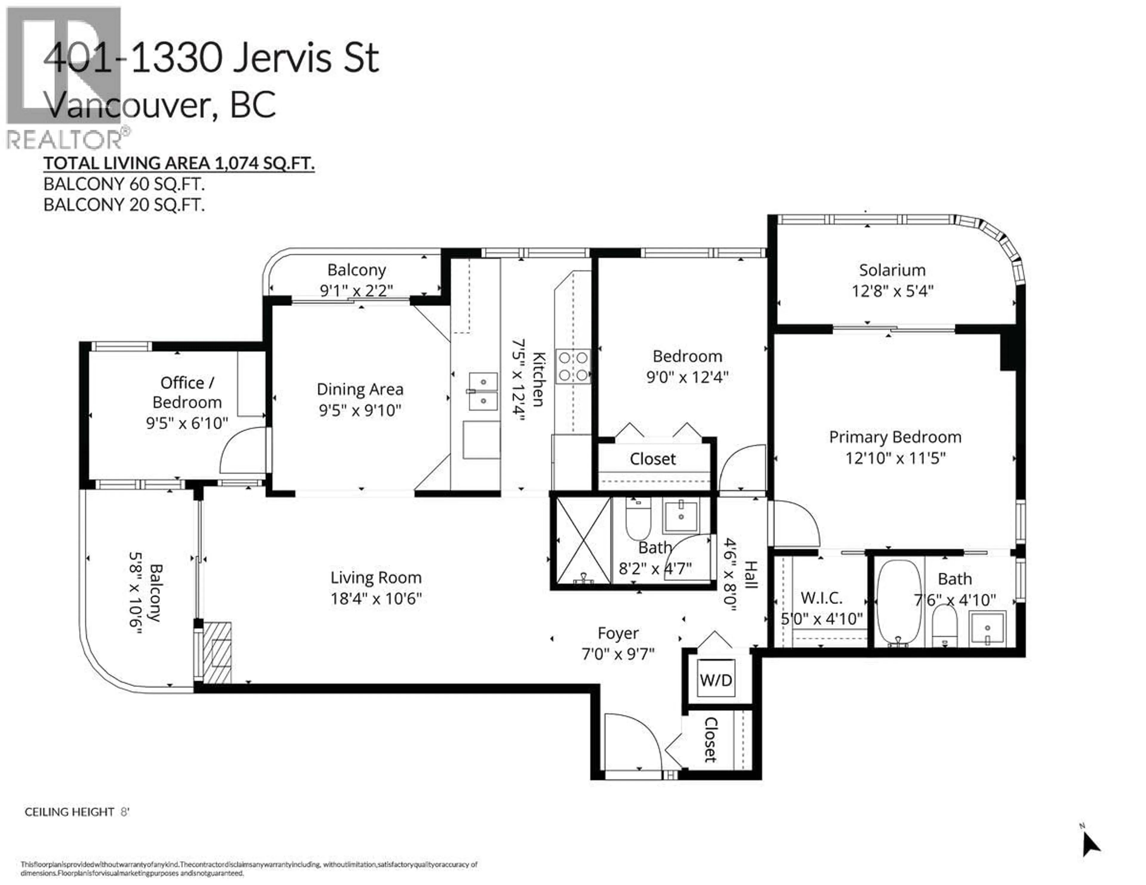 Floor plan for 401 - 1330 JERVIS STREET, Vancouver British Columbia V6E2E3