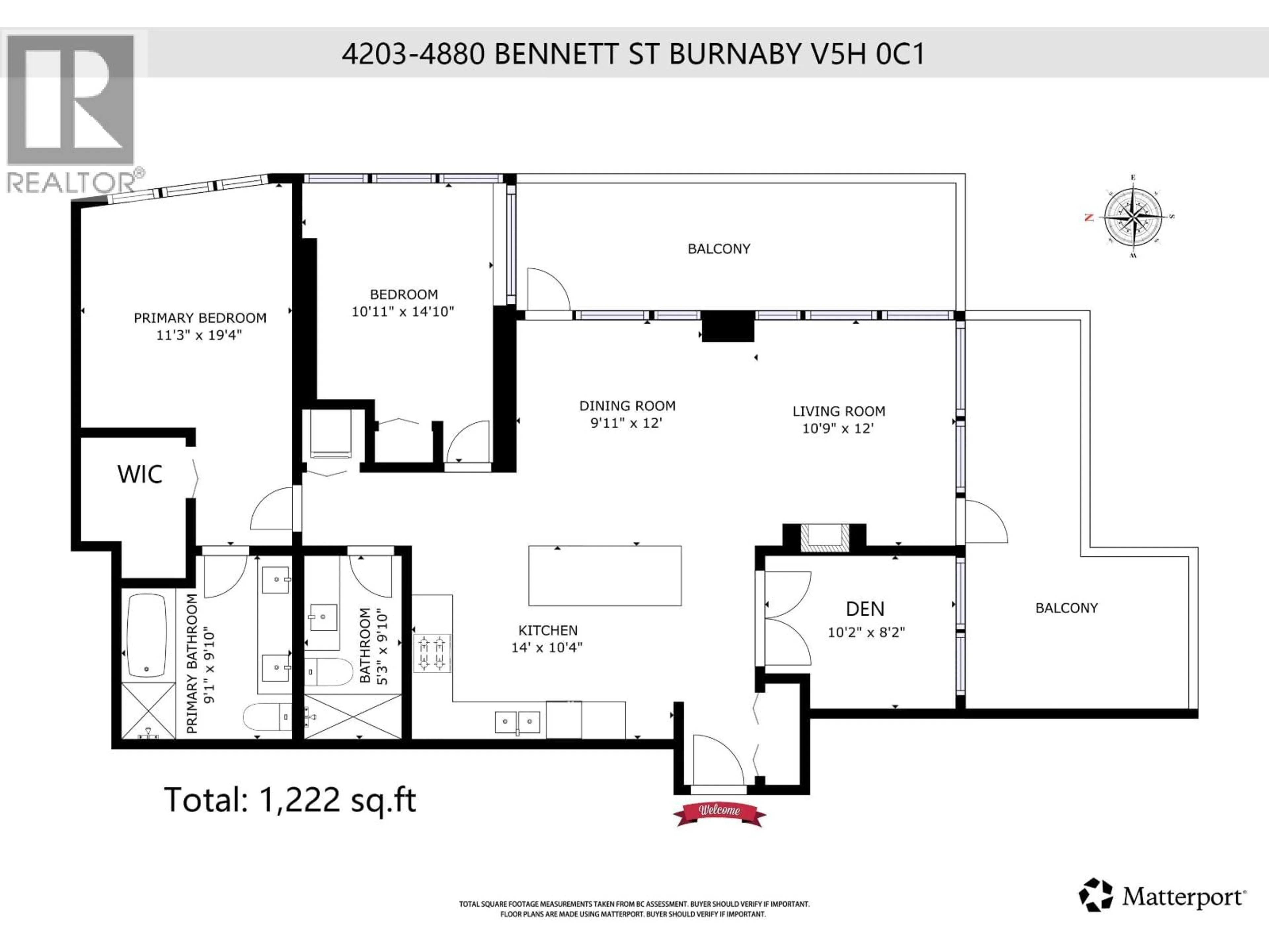 Floor plan for 4203 - 4880 BENNETT STREET, Burnaby British Columbia V5H0C1