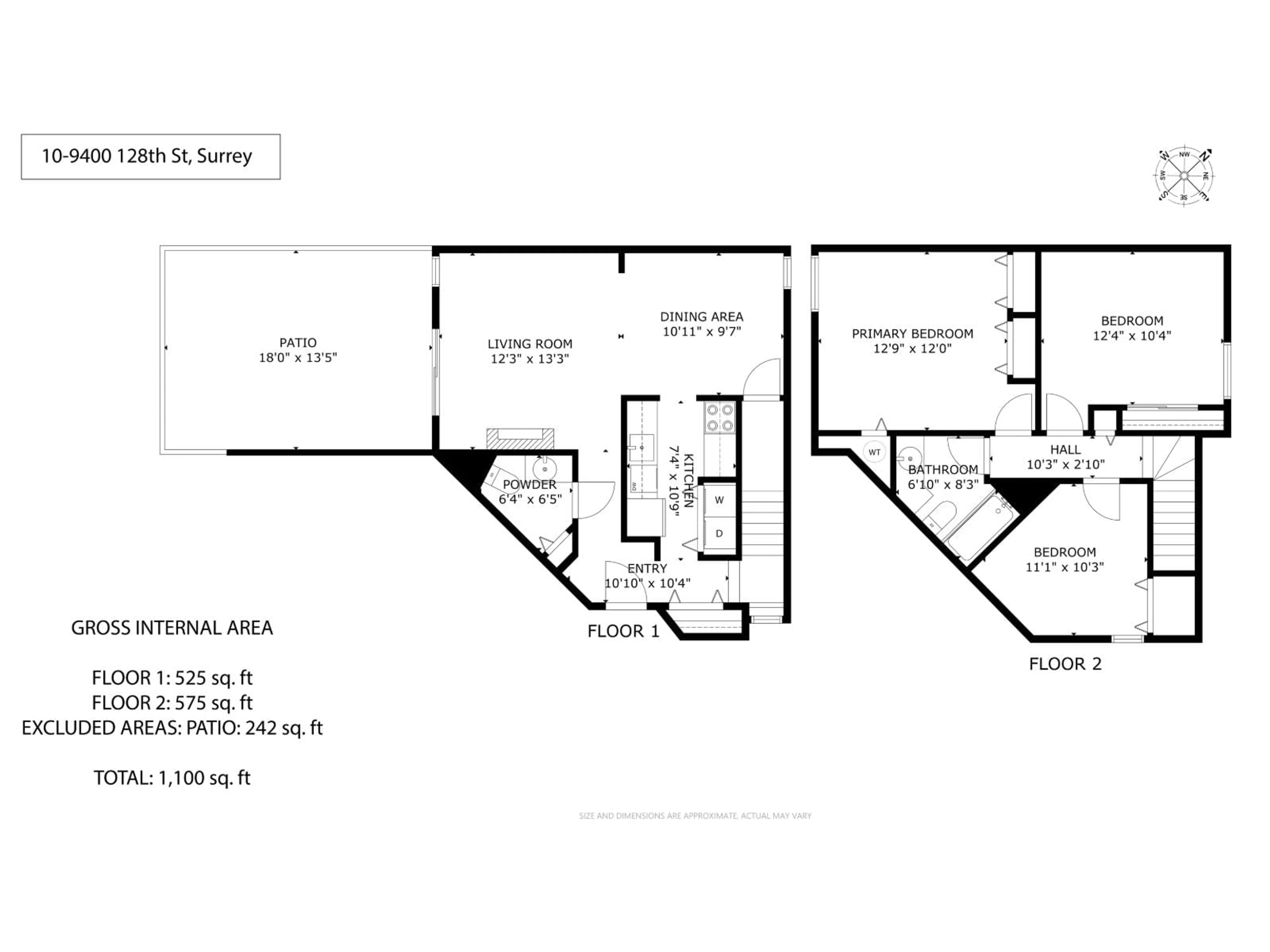 Floor plan for 10 - 9400 128 STREET, Surrey British Columbia V3V5N4