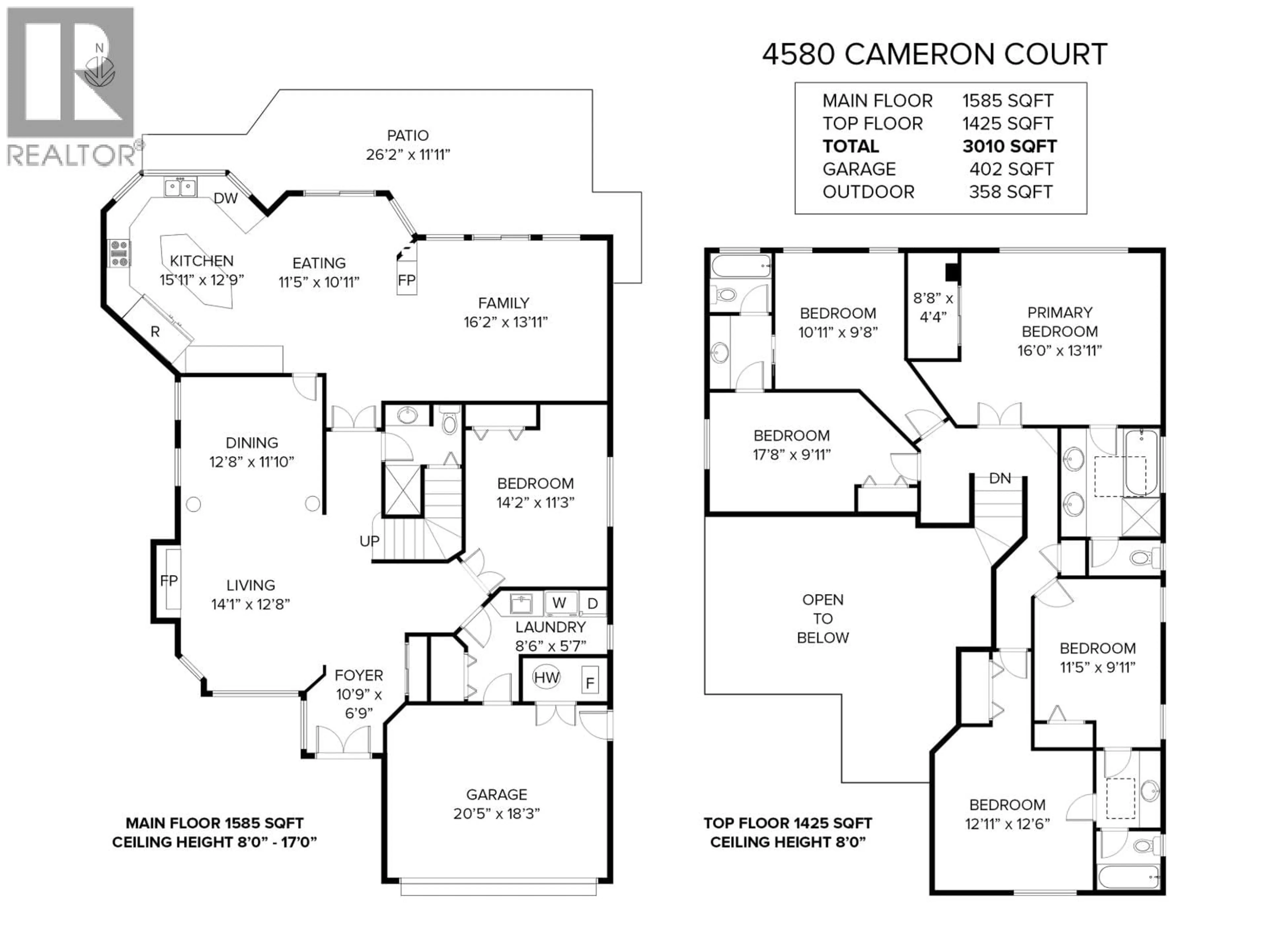 Floor plan for 4580 CAMERON COURT, Richmond British Columbia V6V2T5