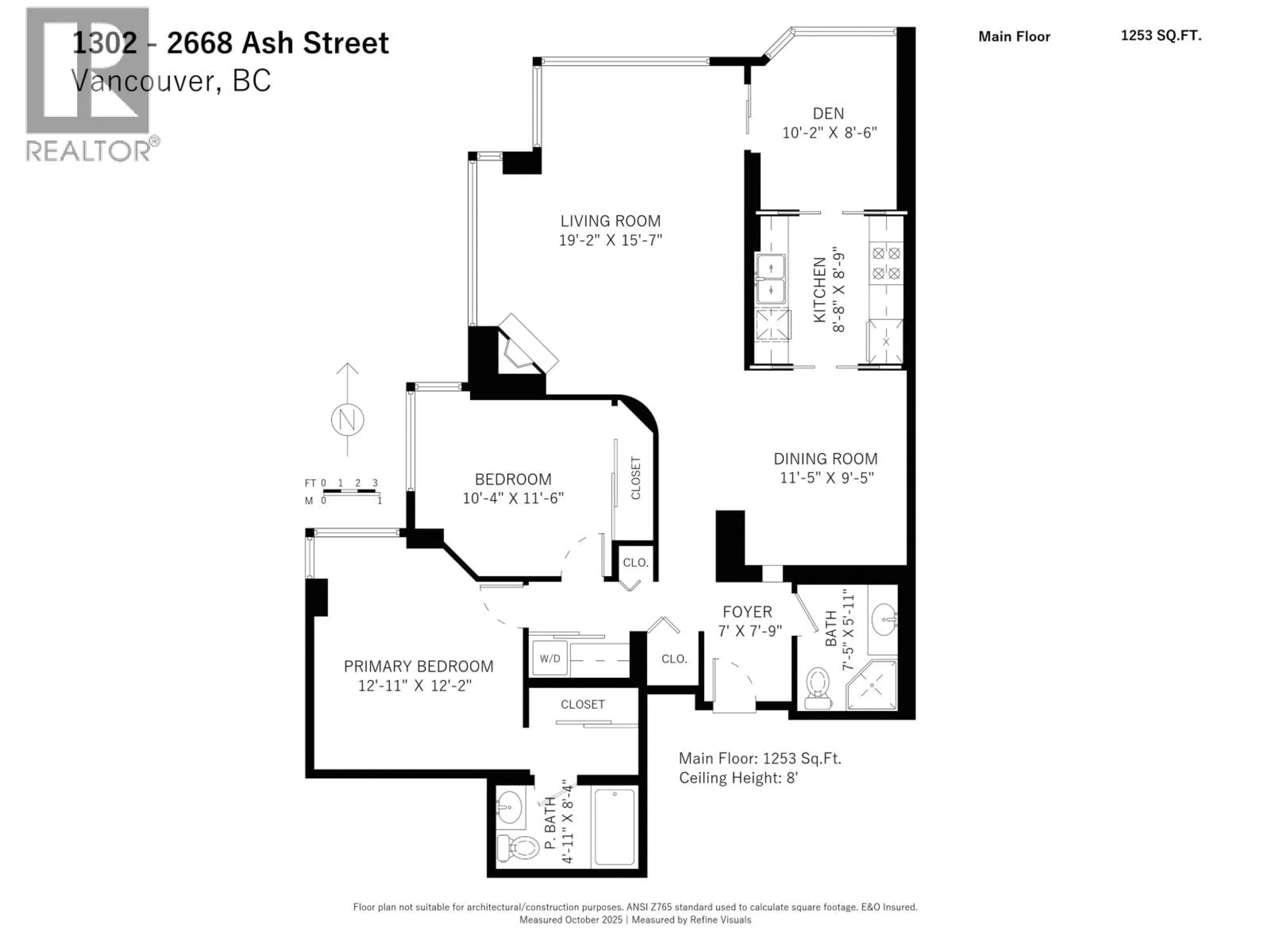 Floor plan for 1302 - 2668 ASH STREET, Vancouver British Columbia V5Z4K4