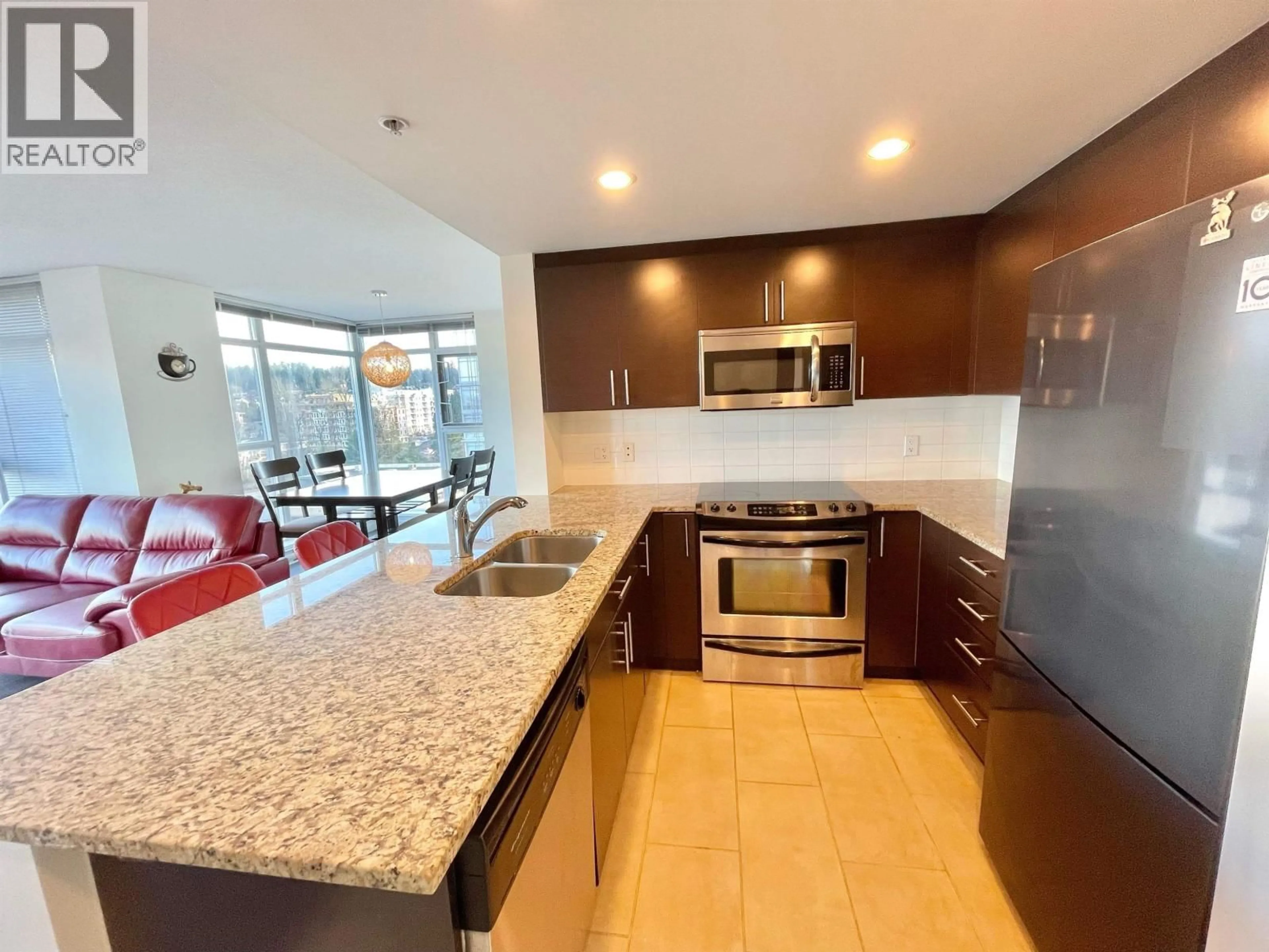 Open concept kitchen, ceramic/tile floor for 1206 - 555 DELESTRE AVENUE, Coquitlam British Columbia V3K0A9