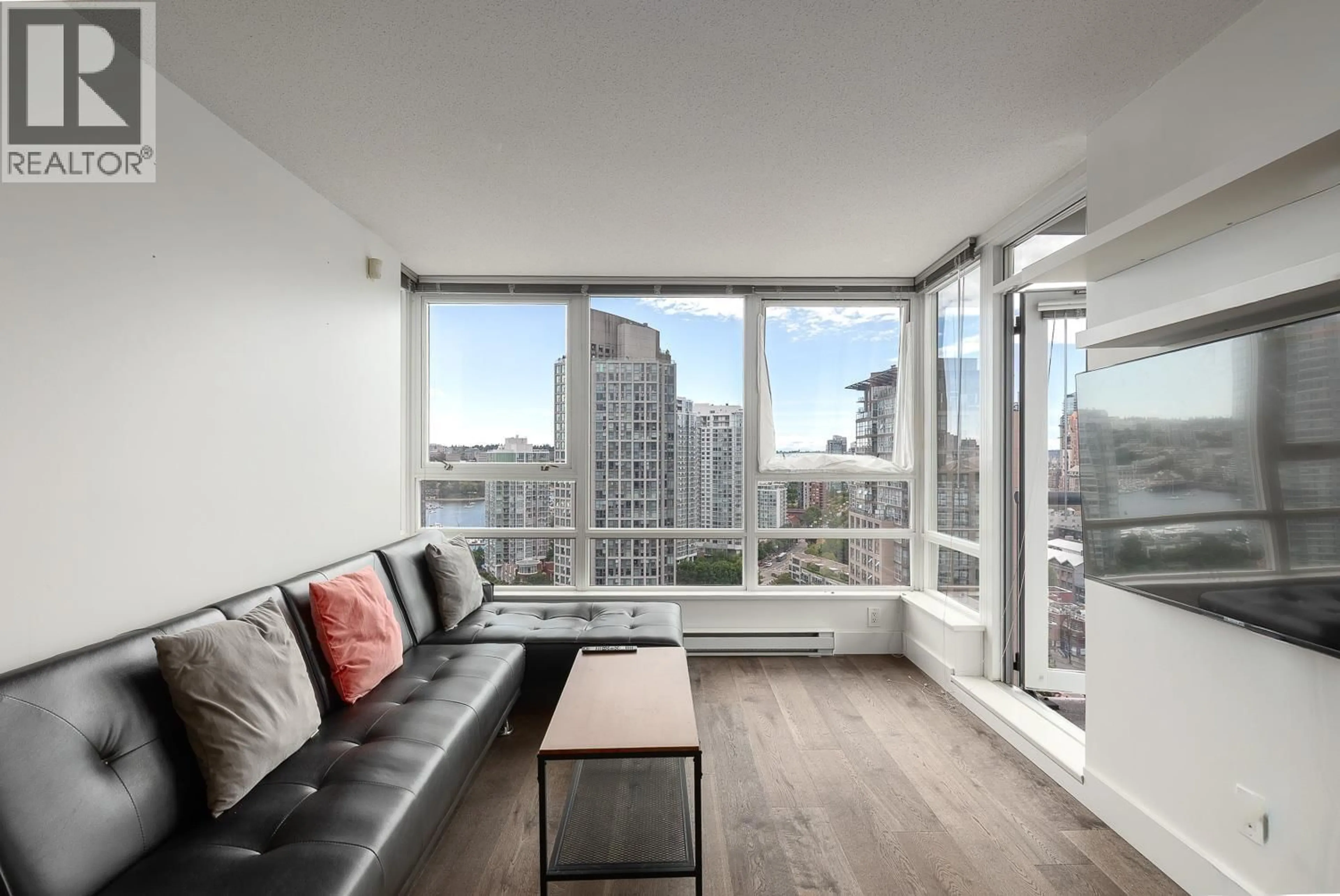 Living room with furniture, wood/laminate floor for 2710 - 928 BEATTY STREET, Vancouver British Columbia V6Z3G6
