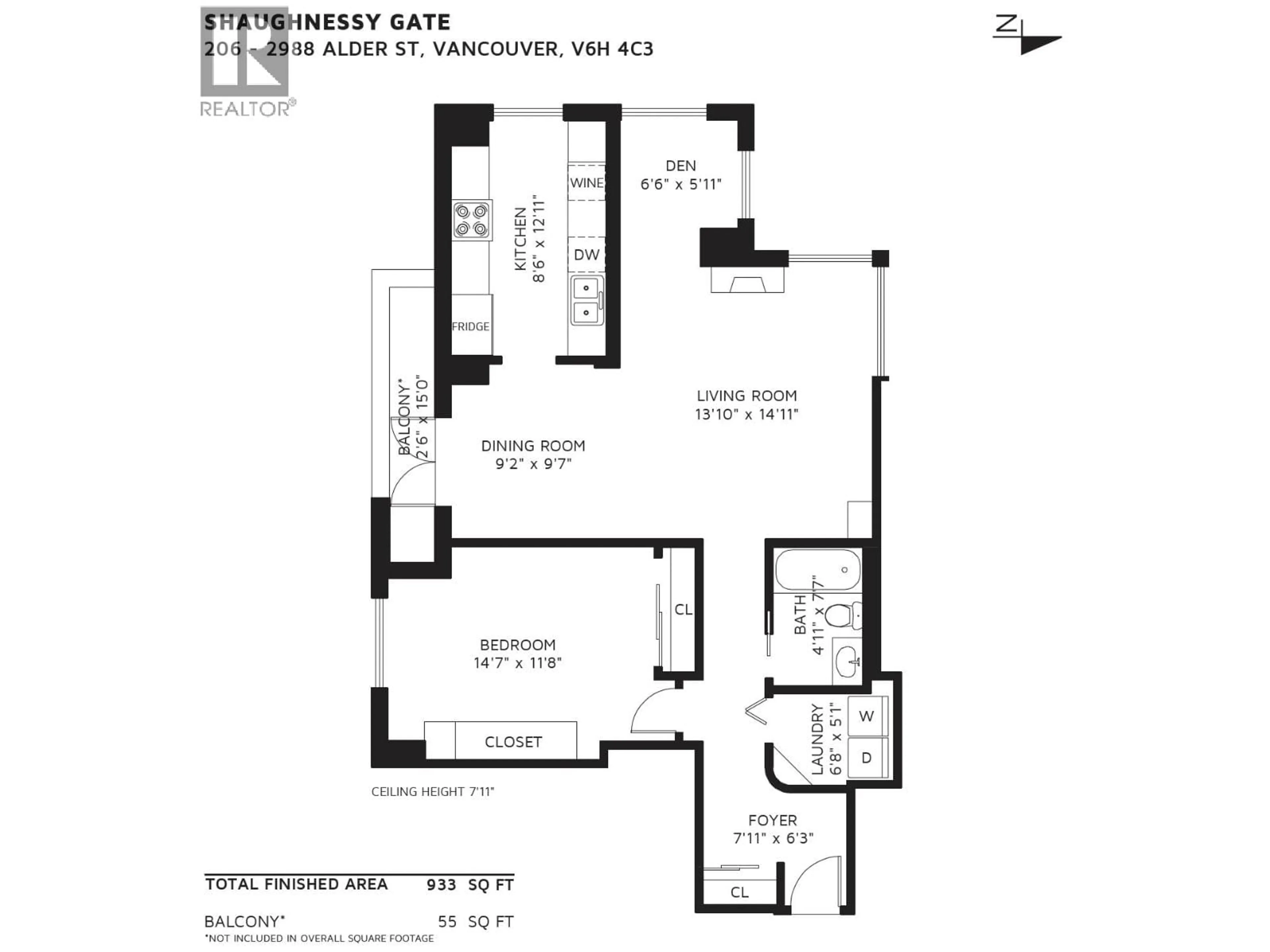 Floor plan for 206 - 2988 ALDER STREET, Vancouver British Columbia V6H4C3