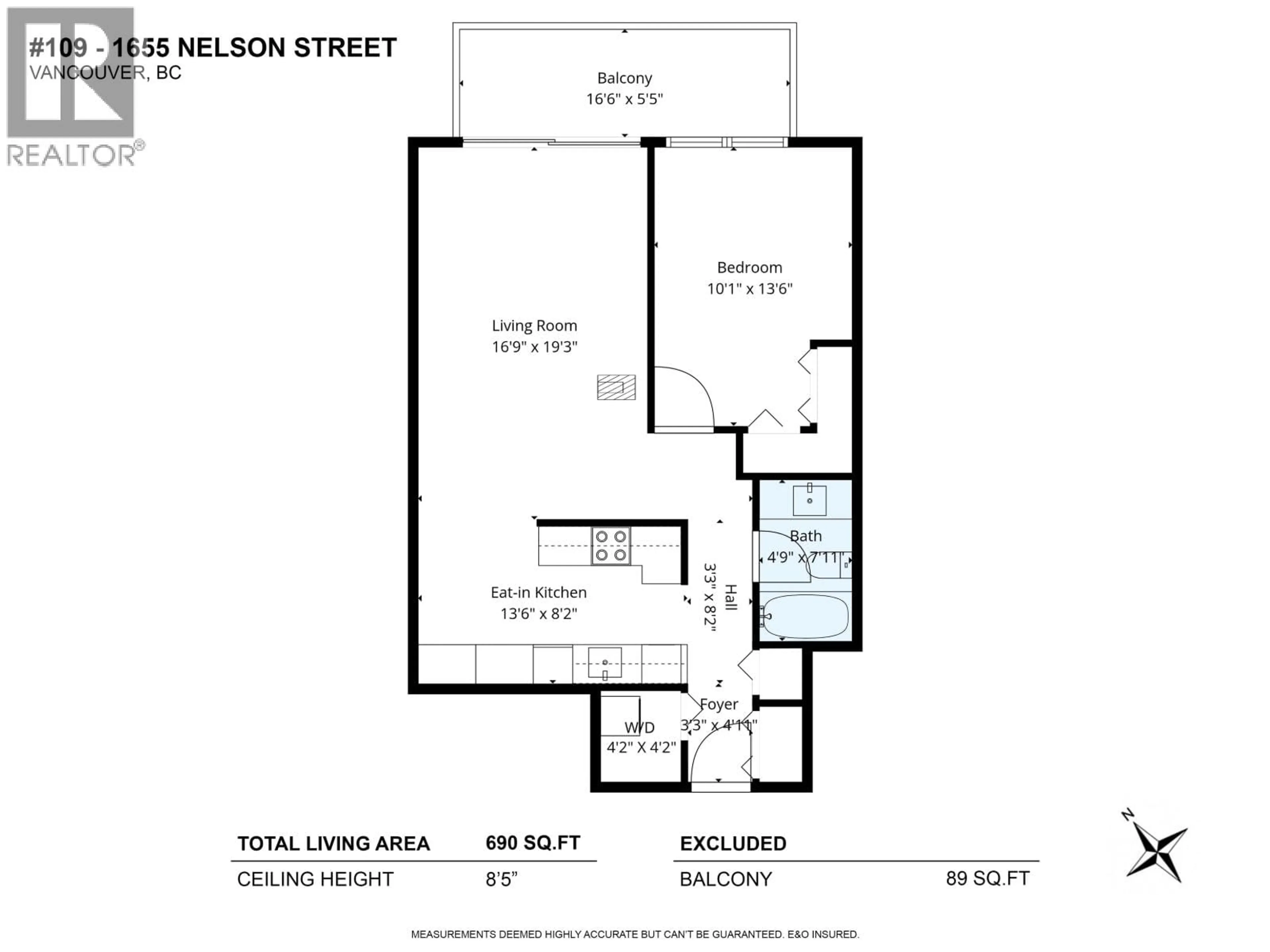 Floor plan for 109 - 1655 NELSON STREET, Vancouver British Columbia V6G1M4