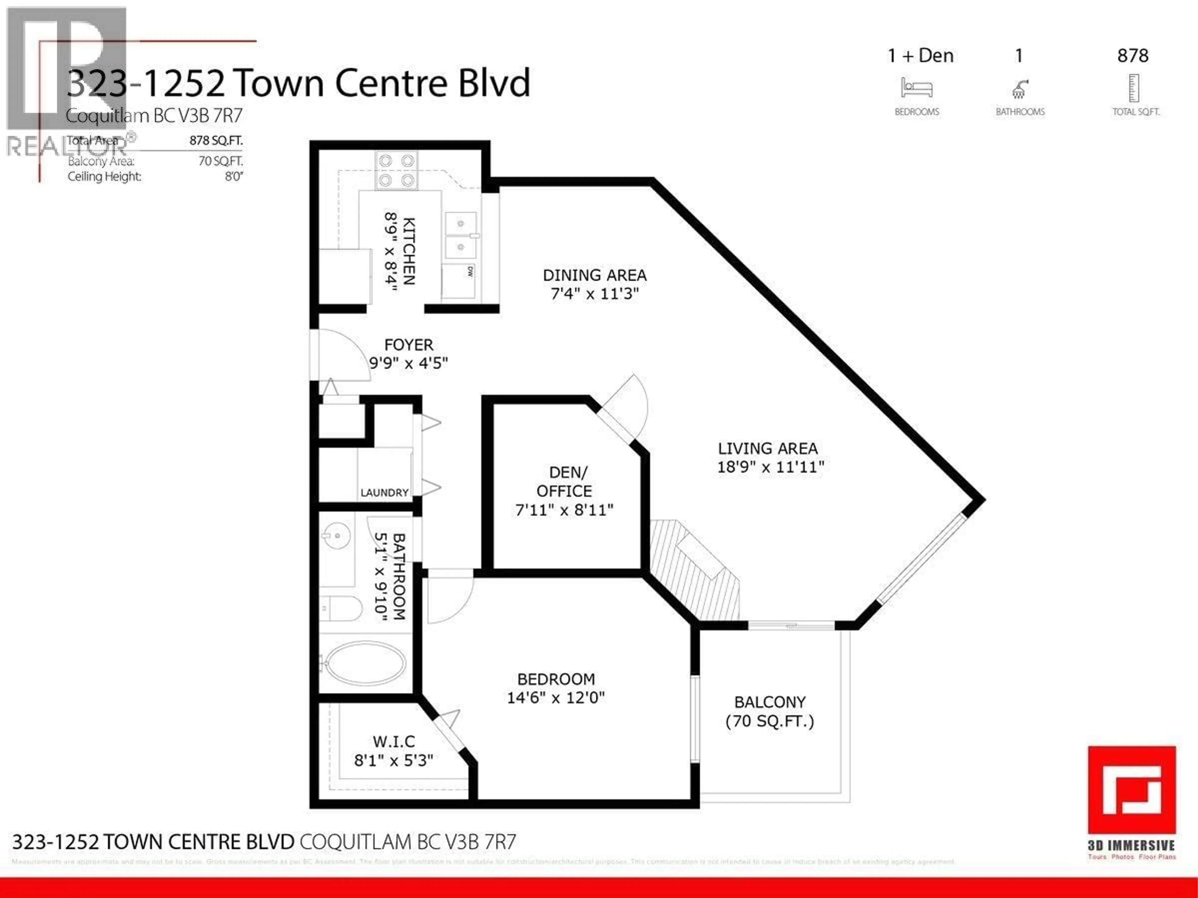 Floor plan for 323 - 1252 TOWN CENTRE BOULEVARD, Coquitlam British Columbia V3B7R7