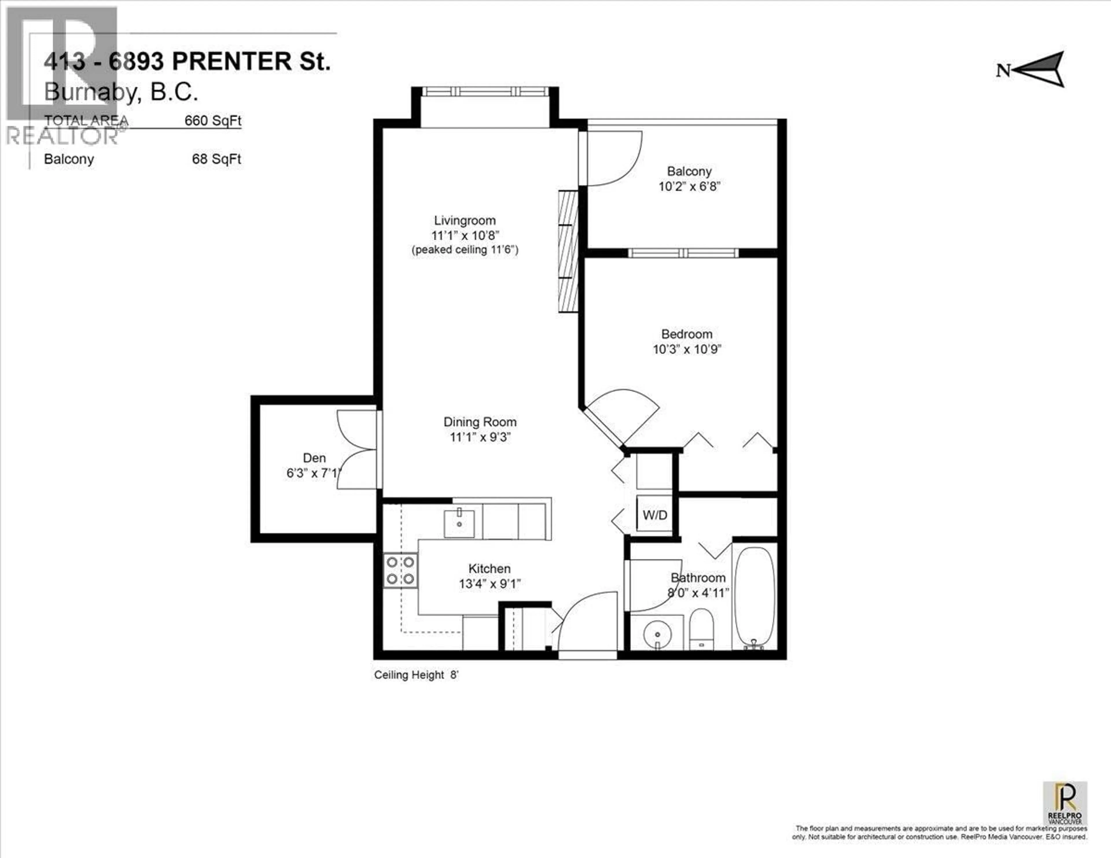 Floor plan for 413 - 6893 PRENTER STREET, Burnaby British Columbia V5E4L3