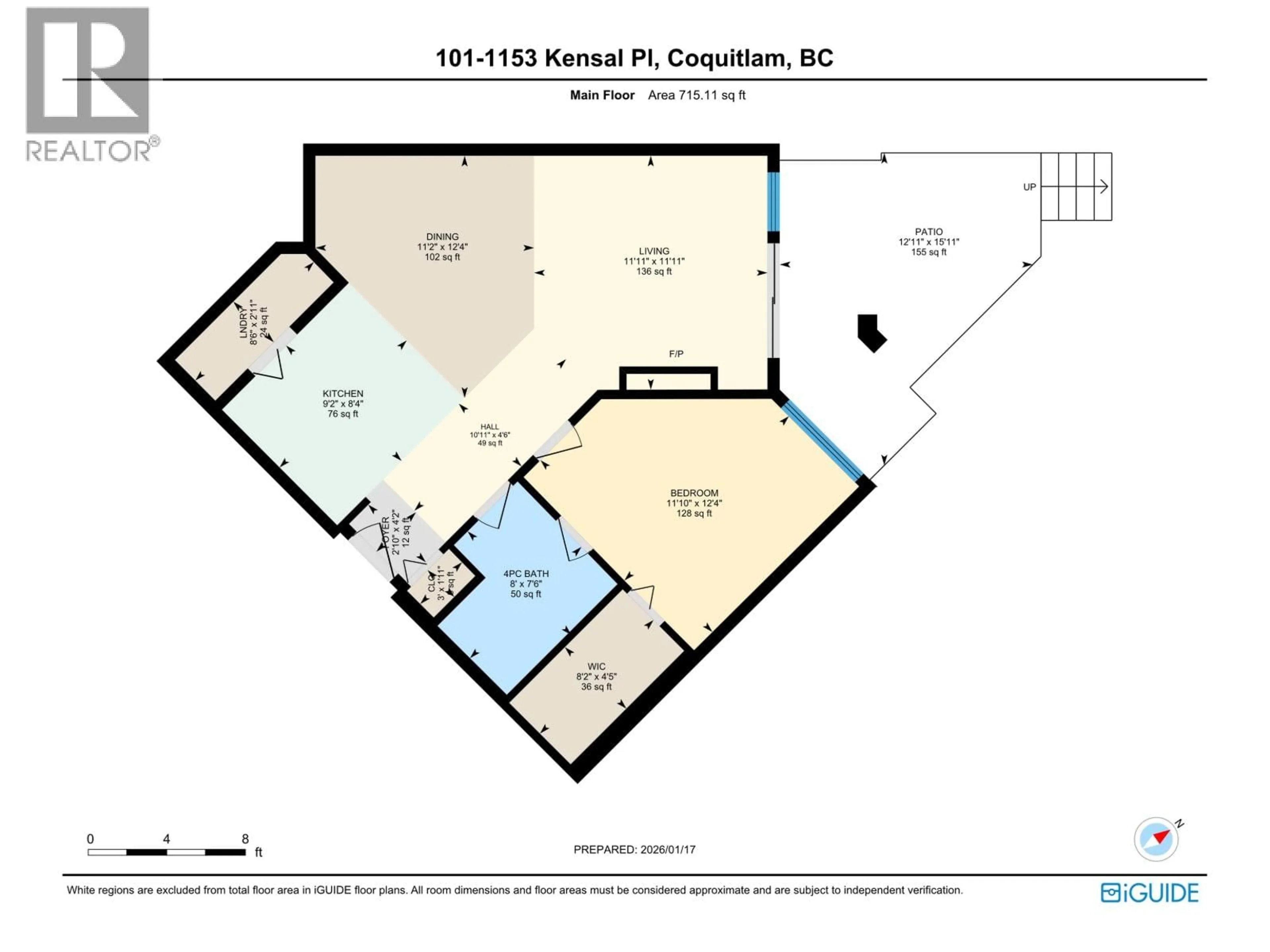 Floor plan for 101 - 1153 KENSAL PLACE, Coquitlam British Columbia V3B0G8