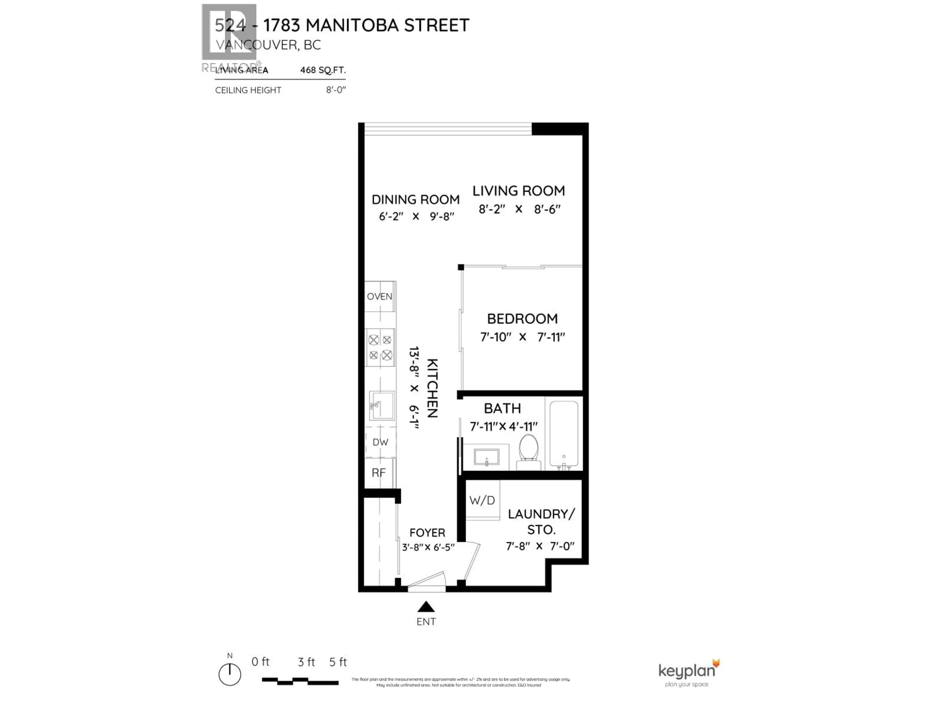 Floor plan for 524 - 1783 MANITOBA STREET, Vancouver British Columbia V5Y0K1