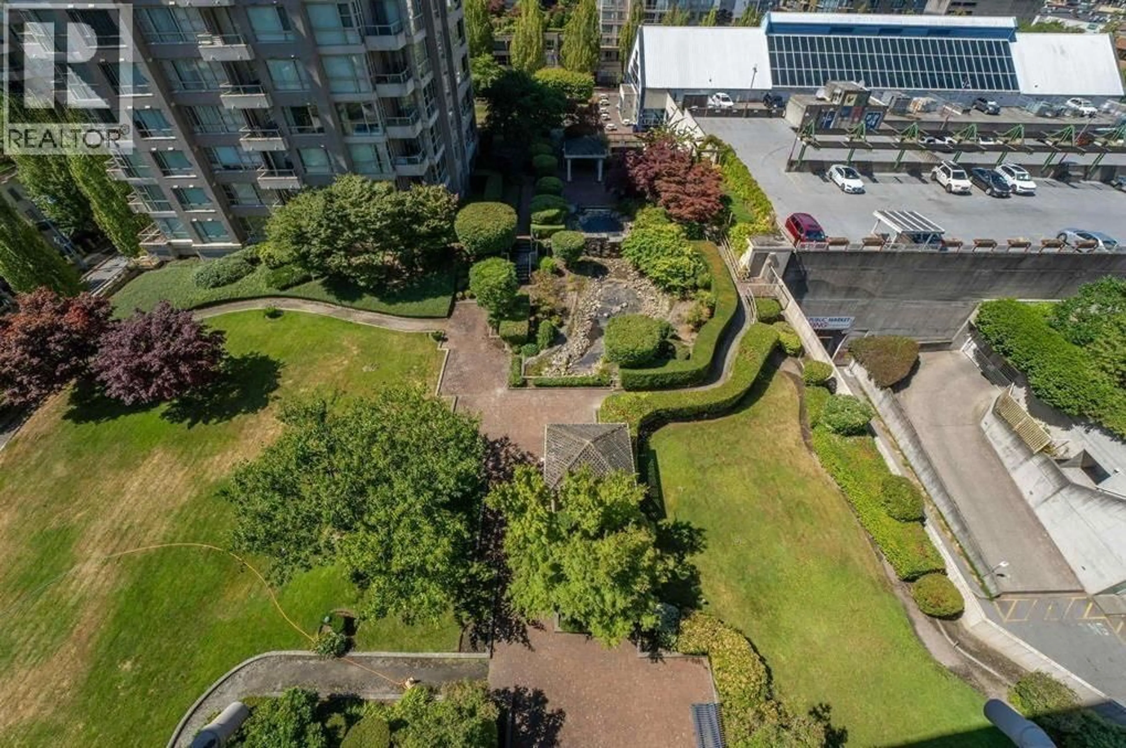 A pic from outside/outdoor area/front of a property/back of a property/a pic from drone, city buildings view from balcony for 506 - 6119 COONEY ROAD, Richmond British Columbia V6Y4B7