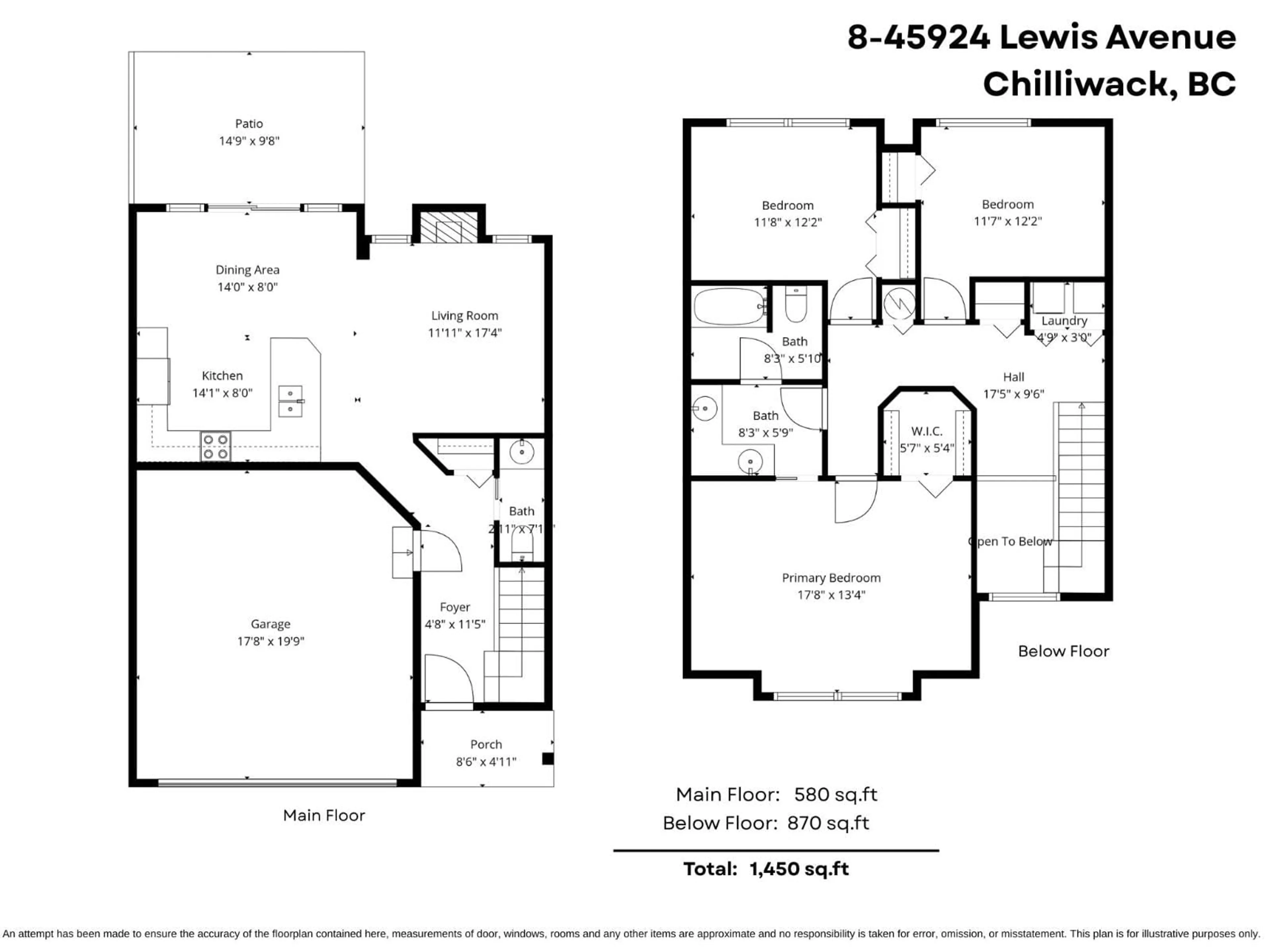 Floor plan for 8 - 45932 LEWIS AVENUE, Chilliwack British Columbia V2P3C2