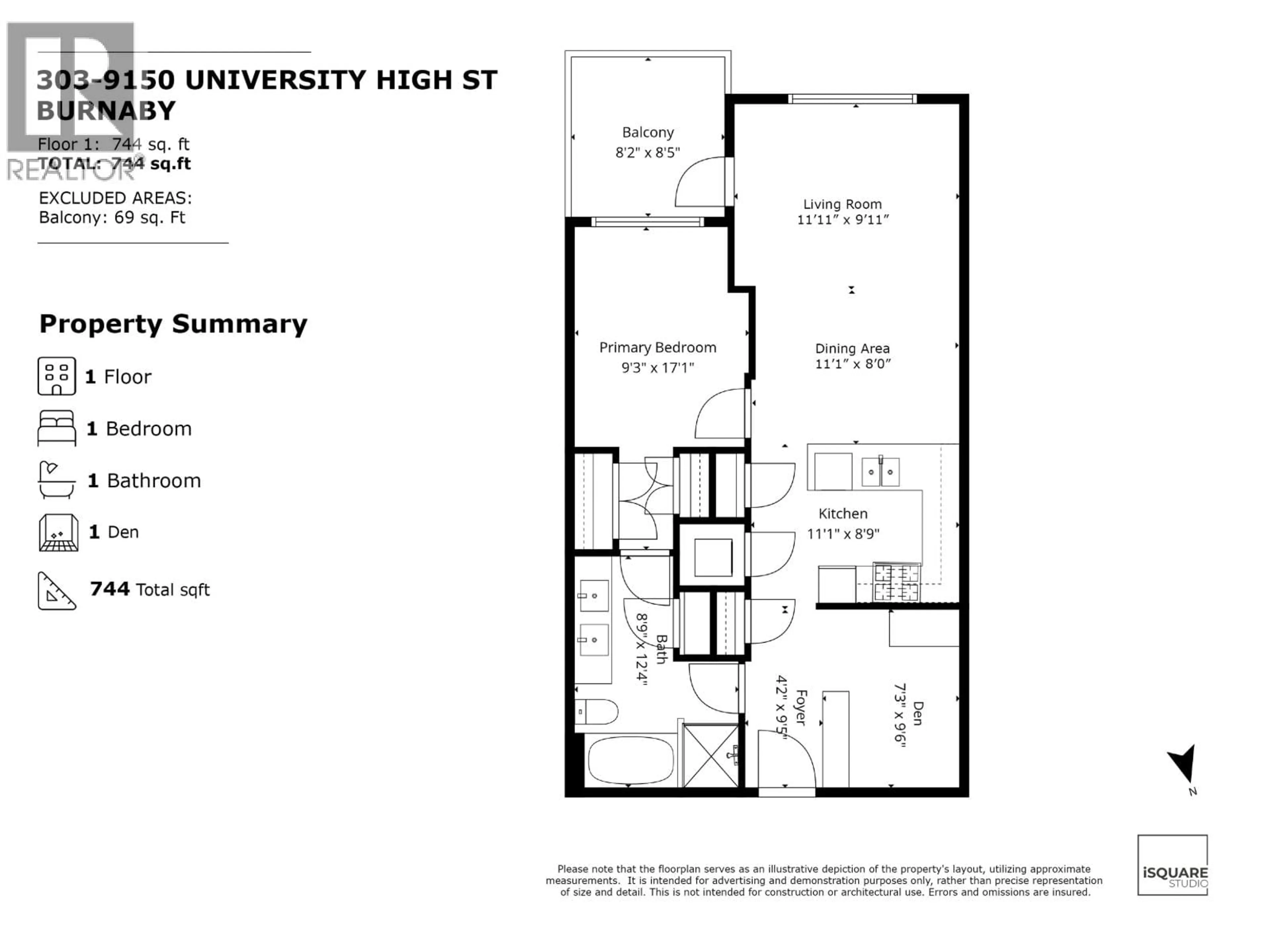 Floor plan for 303 - 9150 UNIVERSITY HIGH STREET, Burnaby British Columbia V5A0C5