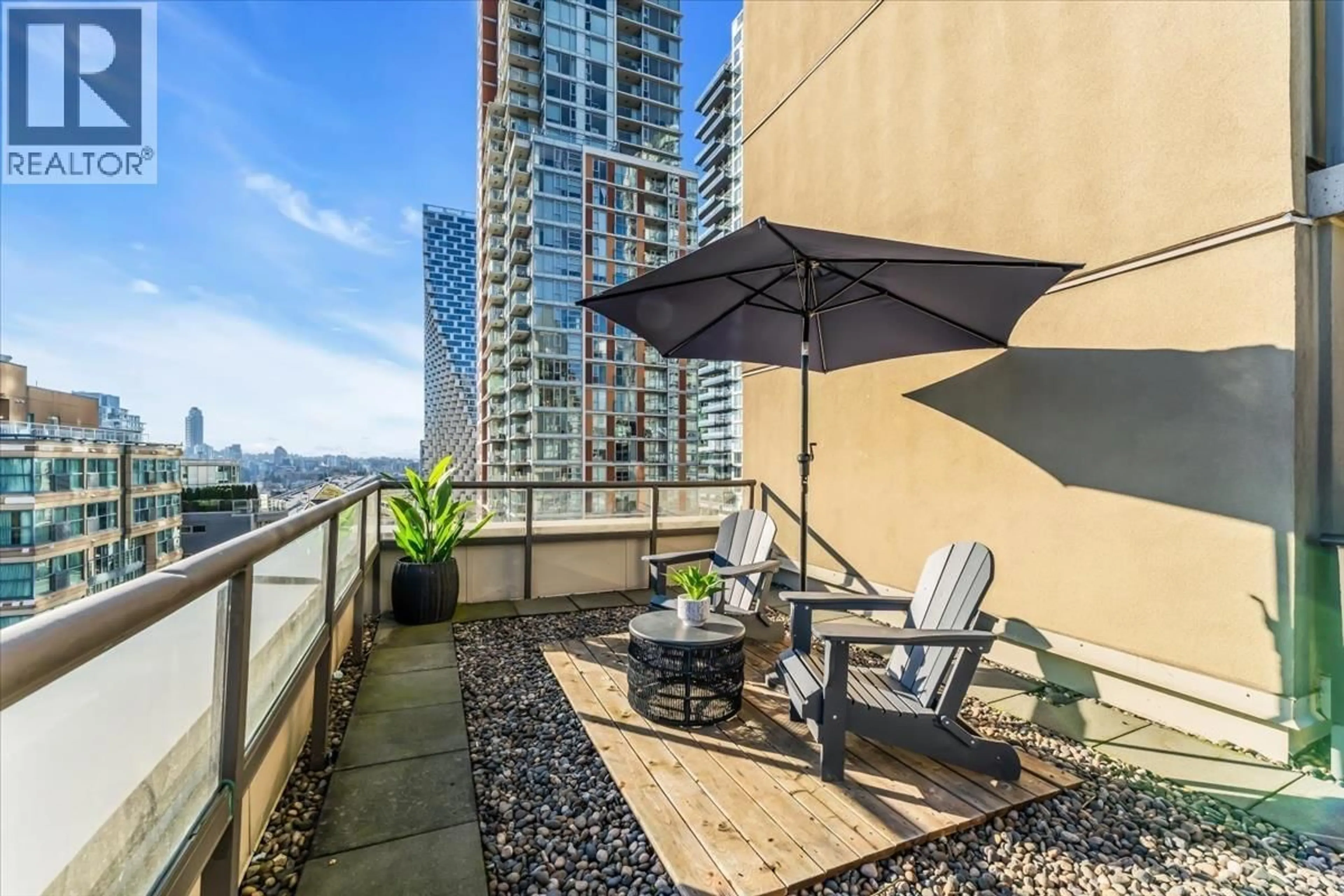Patio, city buildings view from balcony for 1006 - 789 DRAKE STREET, Vancouver British Columbia V6Z2N7
