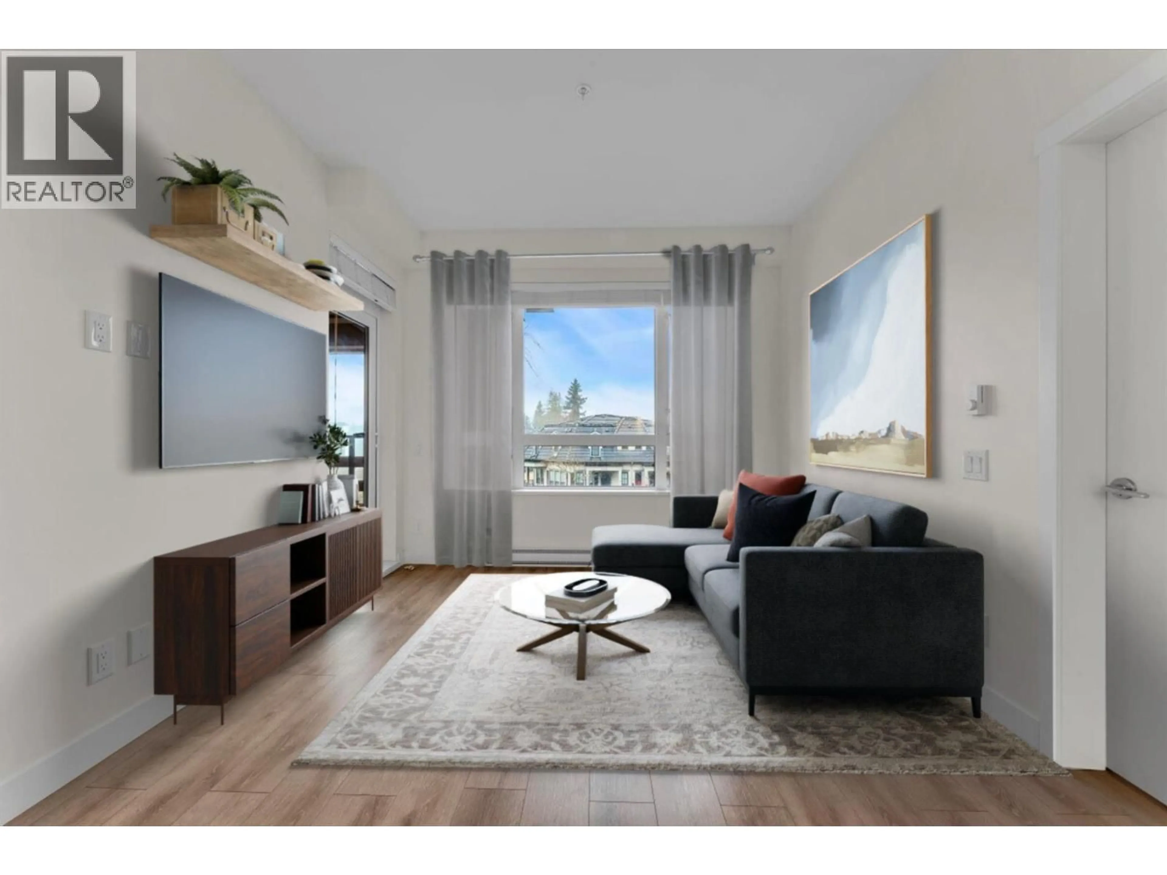 Living room with furniture, wood/laminate floor for 212 - 721 ANSKAR COURT, Coquitlam British Columbia V3J0L4