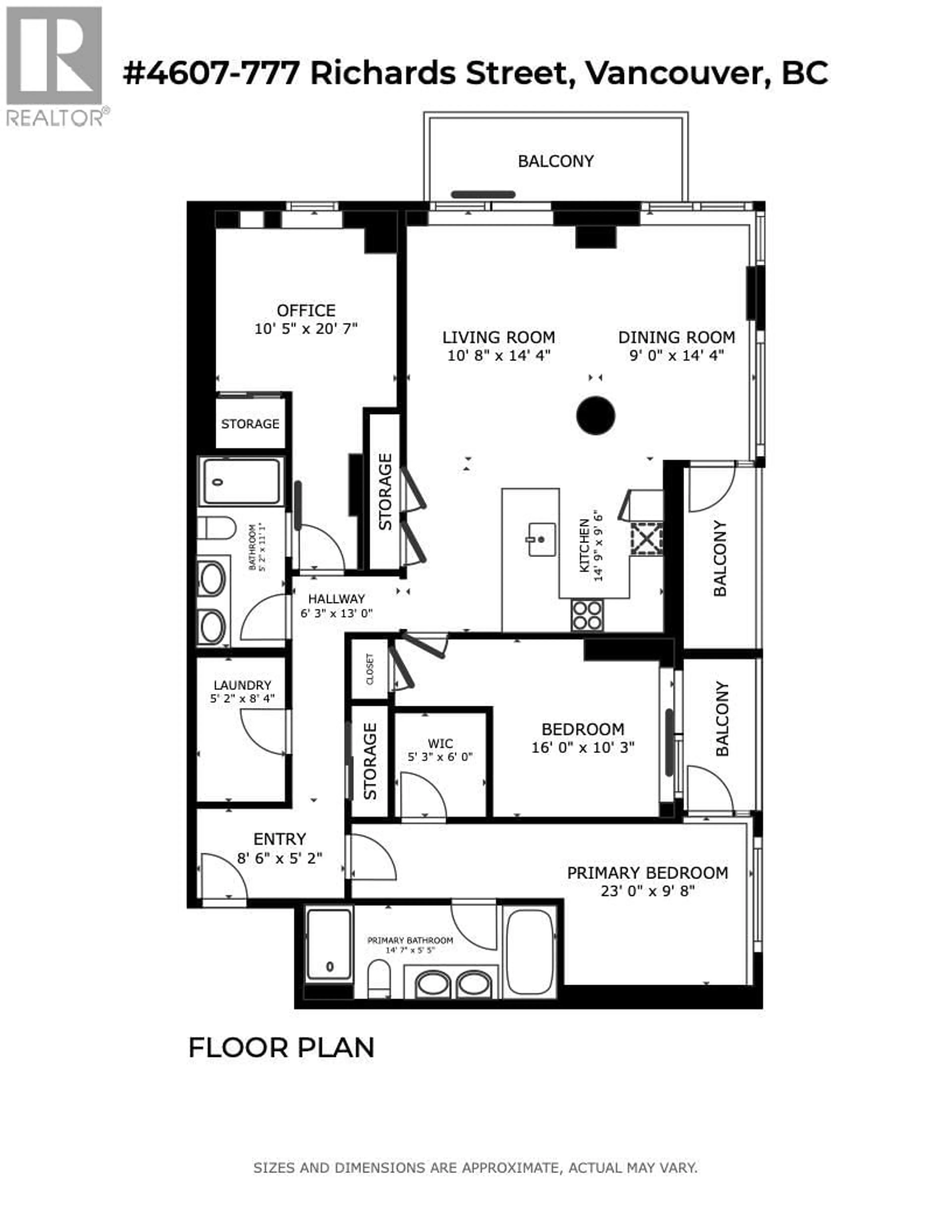 Floor plan for 4607 - 777 RICHARDS STREET, Vancouver British Columbia V6B0M6