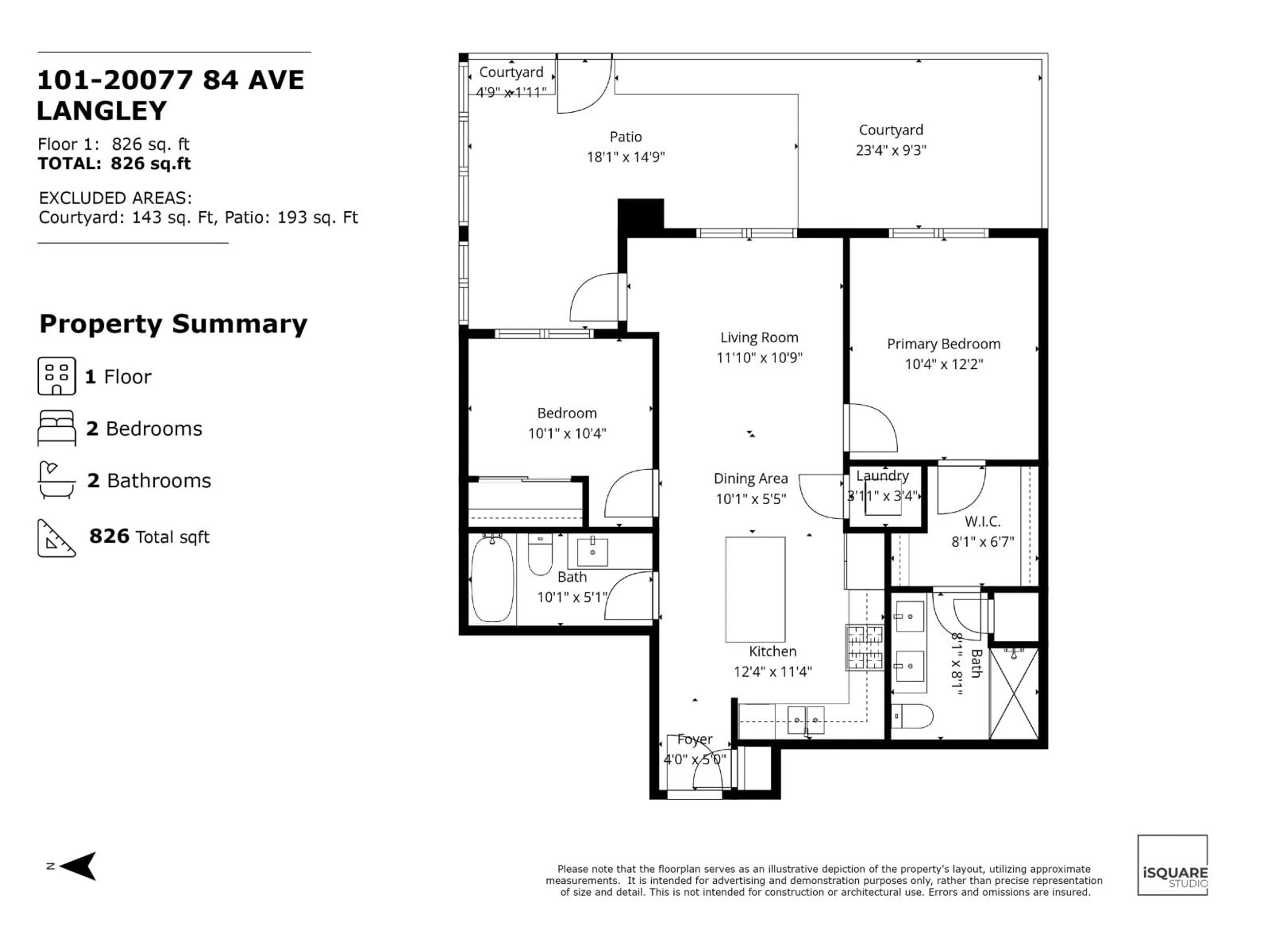 Floor plan for 101 - 20077 84 AVENUE, Langley British Columbia V2Y3X7