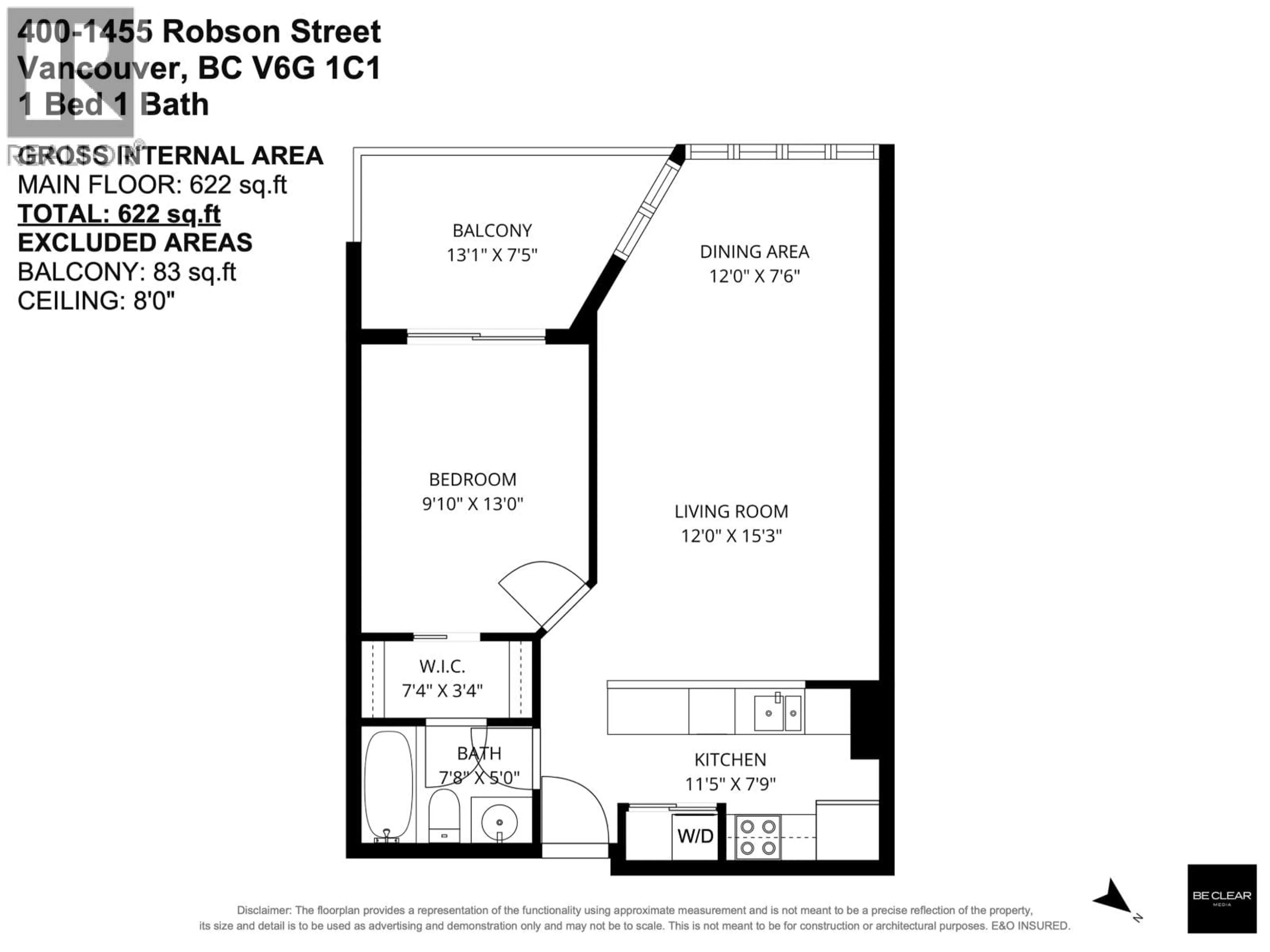 Floor plan for 400 - 1455 ROBSON STREET, Vancouver British Columbia V6G1C1