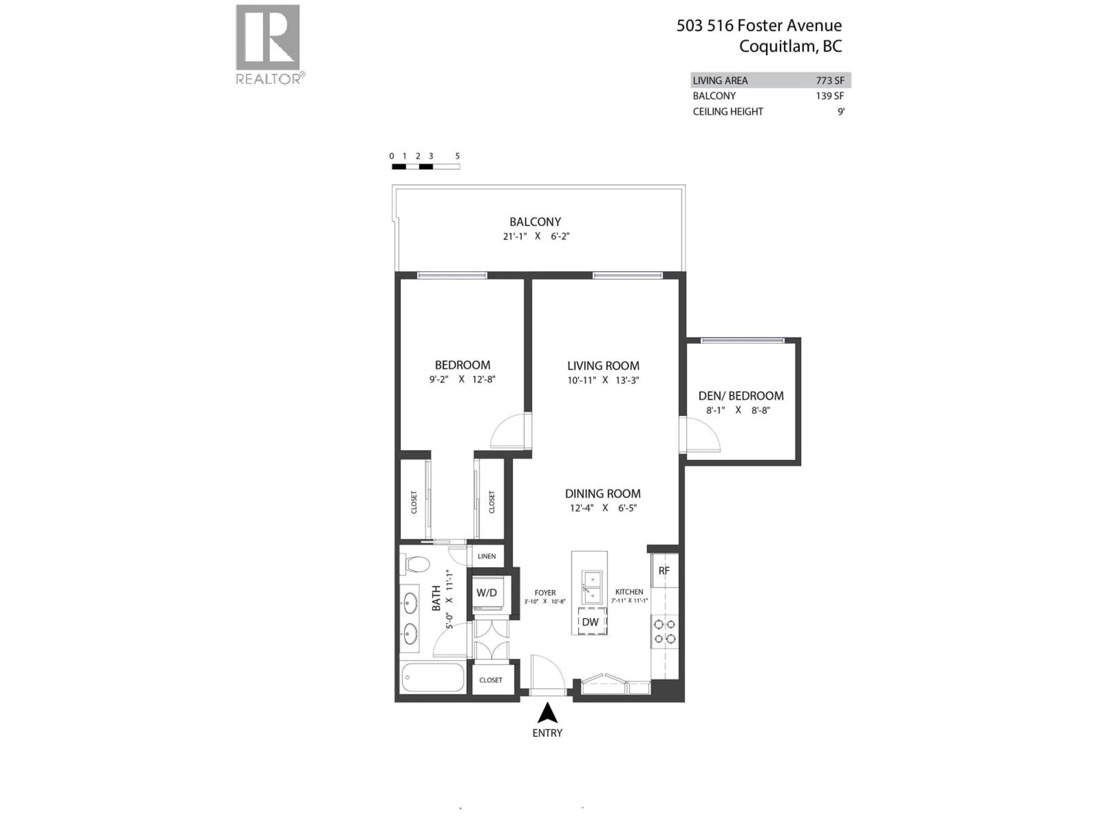 Floor plan for 503 - 516 FOSTER AVENUE, Coquitlam British Columbia V3J0H8