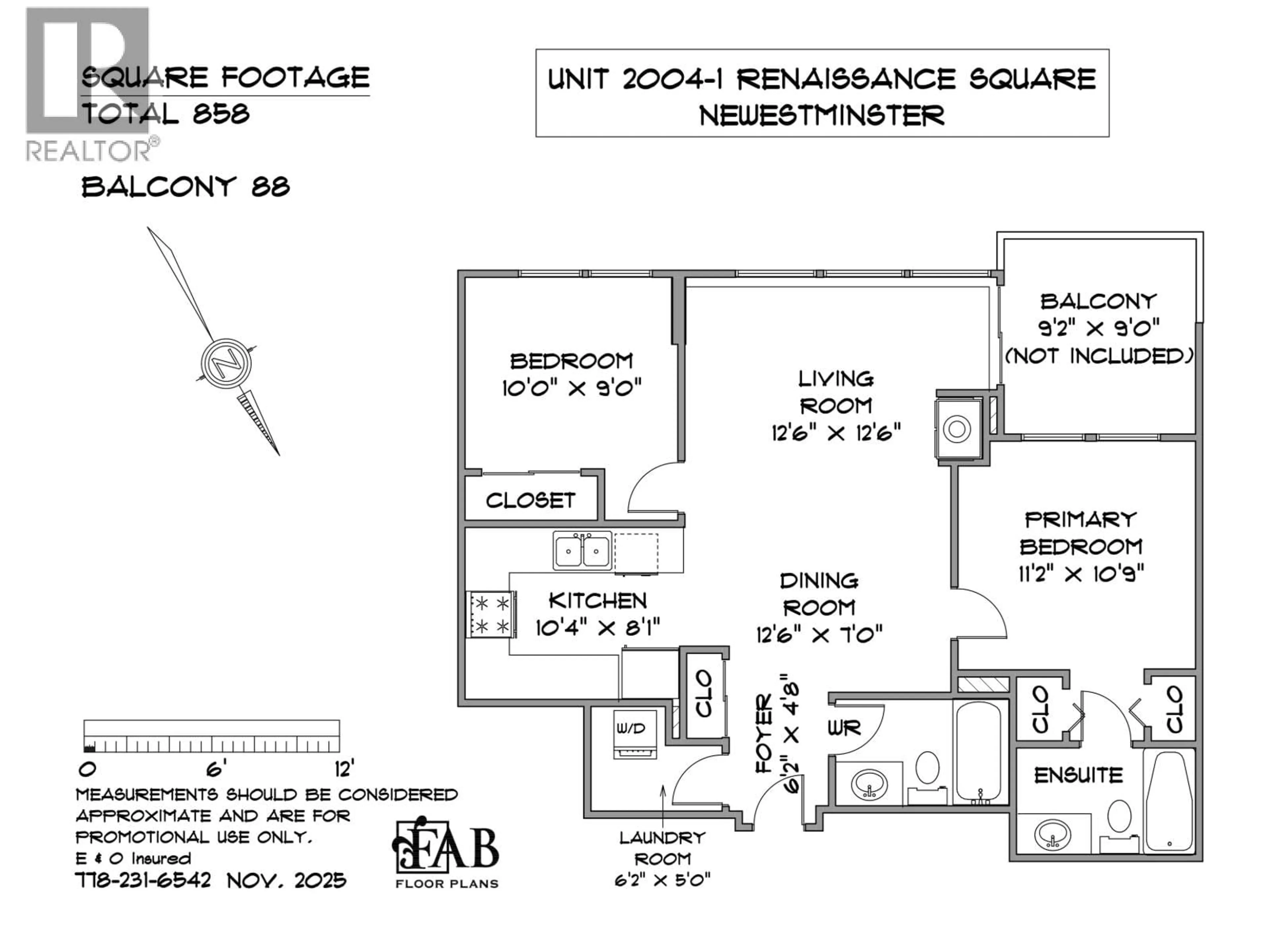 Floor plan for 2004 - 1 RENAISSANCE SQUARE, New Westminster British Columbia V3M0B6