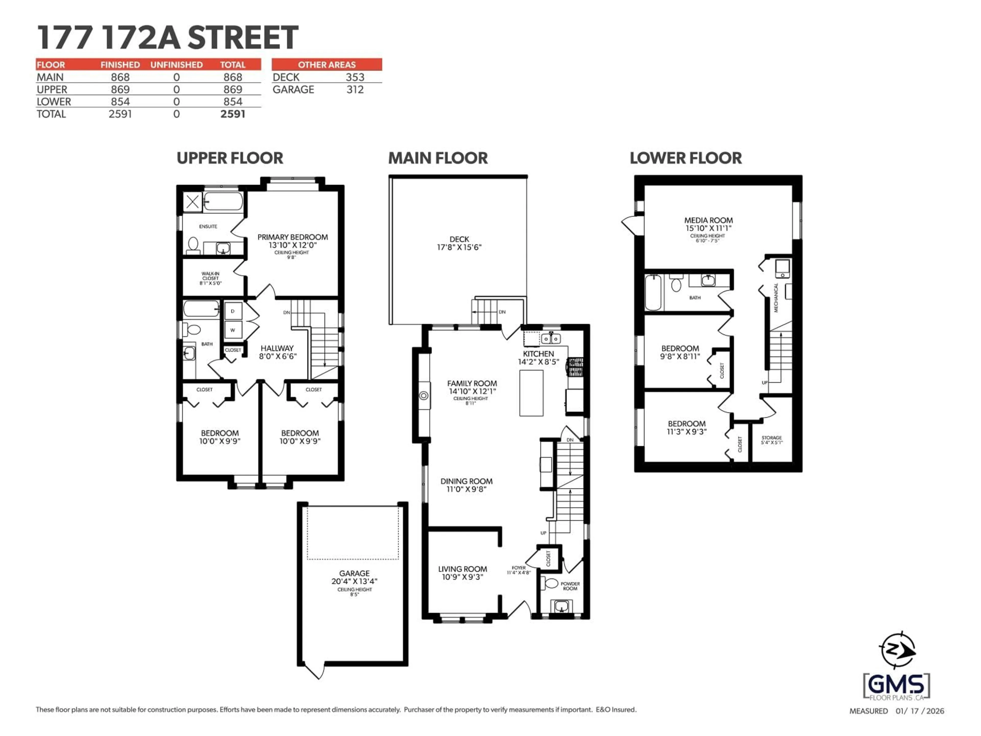 Floor plan for 177 172A STREET, Surrey British Columbia V3Z9P9