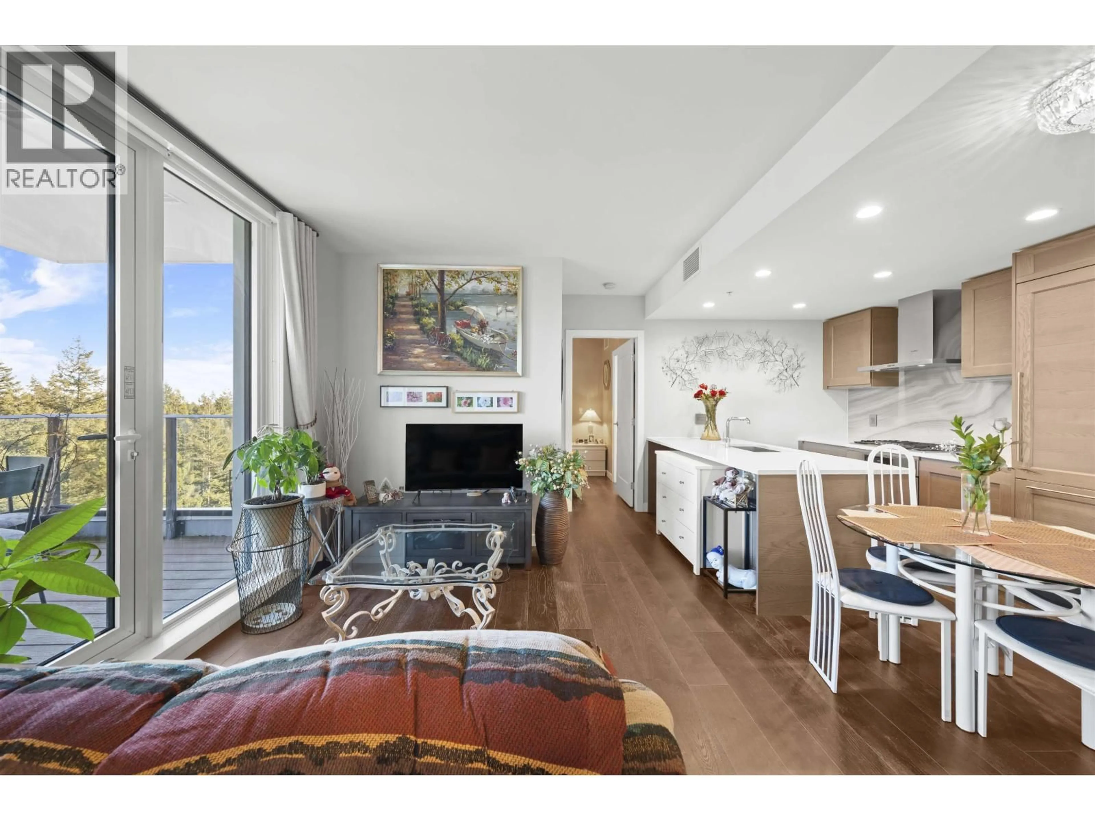 Living room with furniture, wood/laminate floor for 1905 - 5629 BIRNEY AVENUE, Vancouver British Columbia V6S0L5