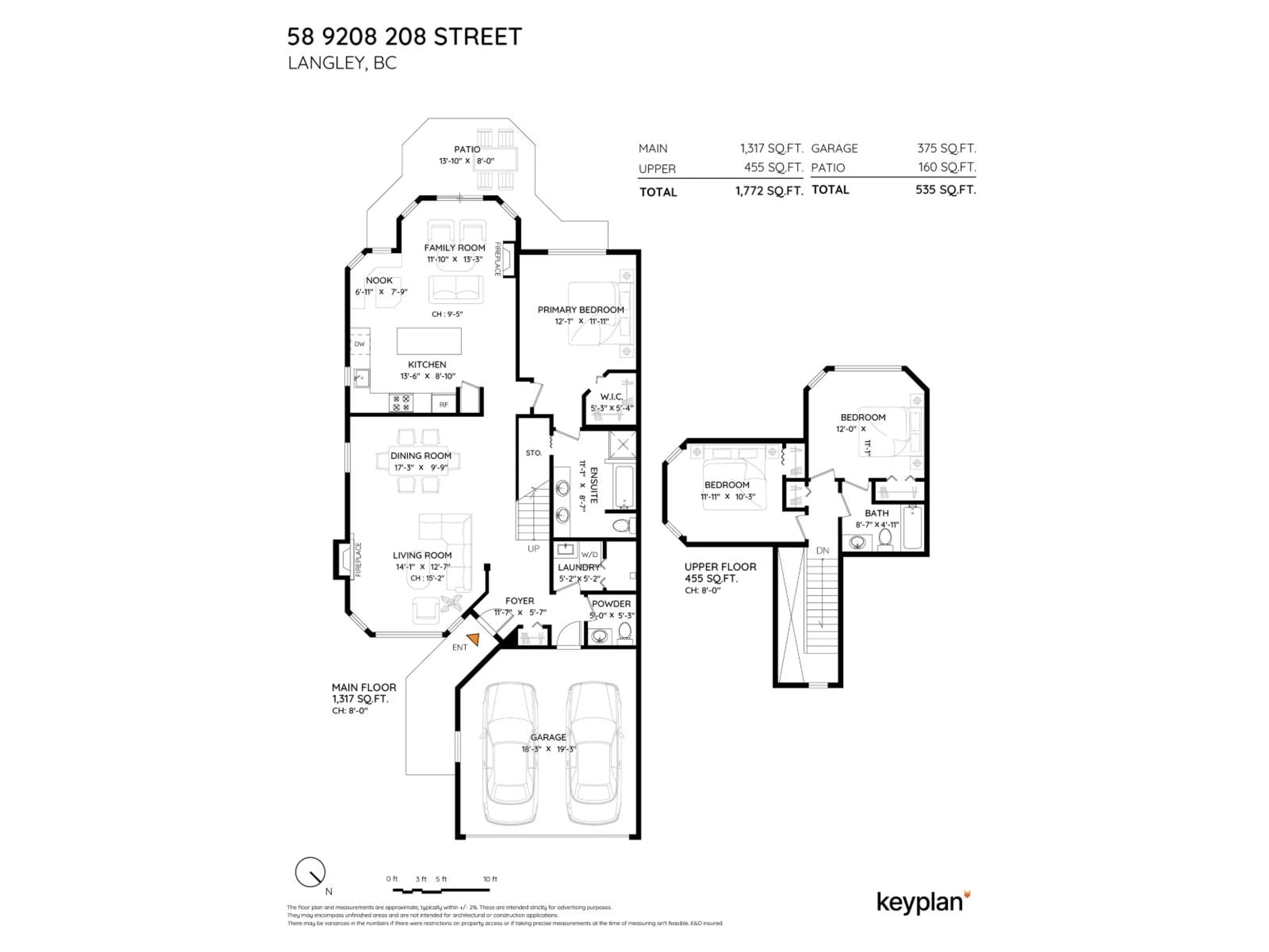 Floor plan for 58 - 9208 208 STREET, Langley British Columbia V1M2M9