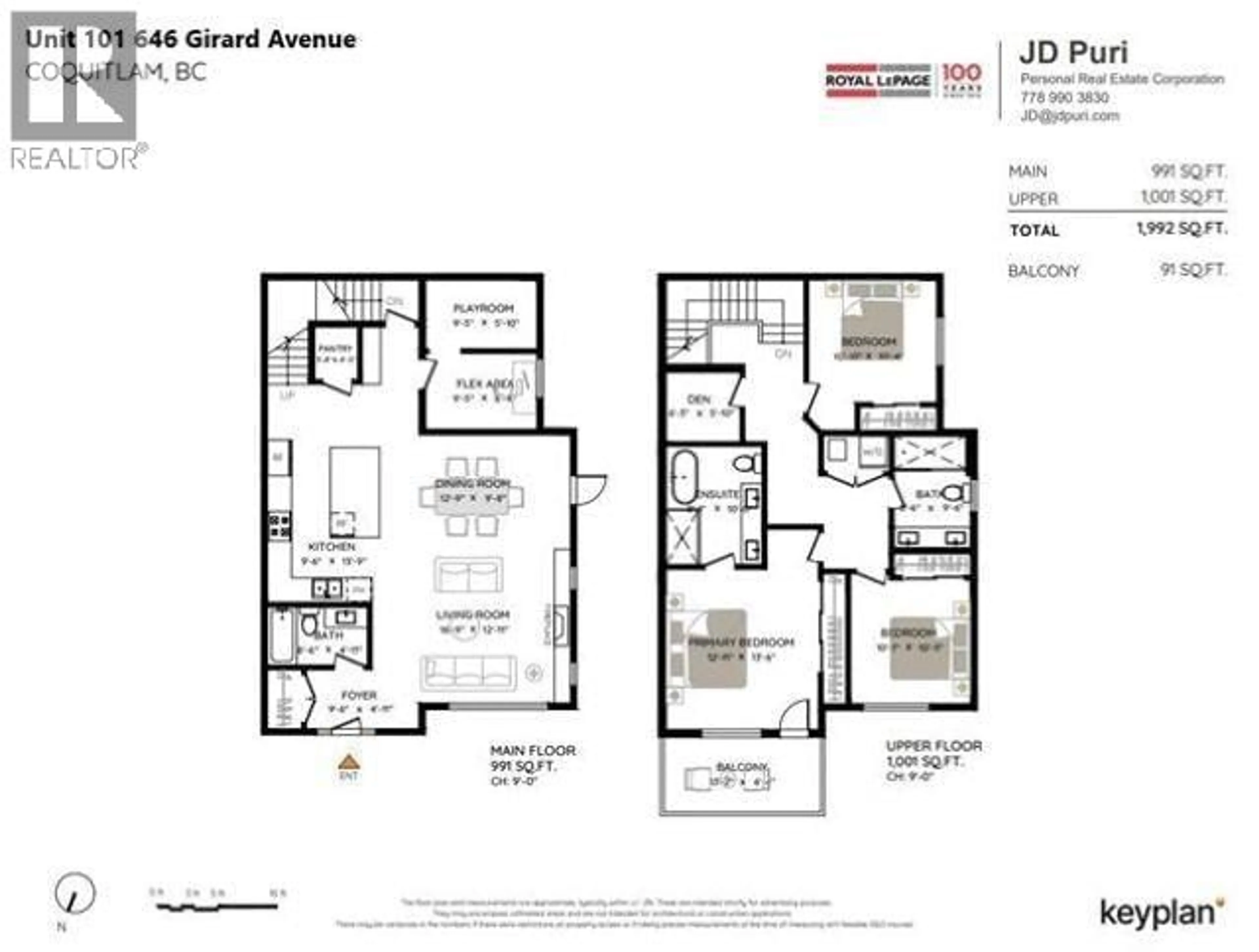 Floor plan for 101 - 646 GIRARD AVENUE, Coquitlam British Columbia V3K1S8