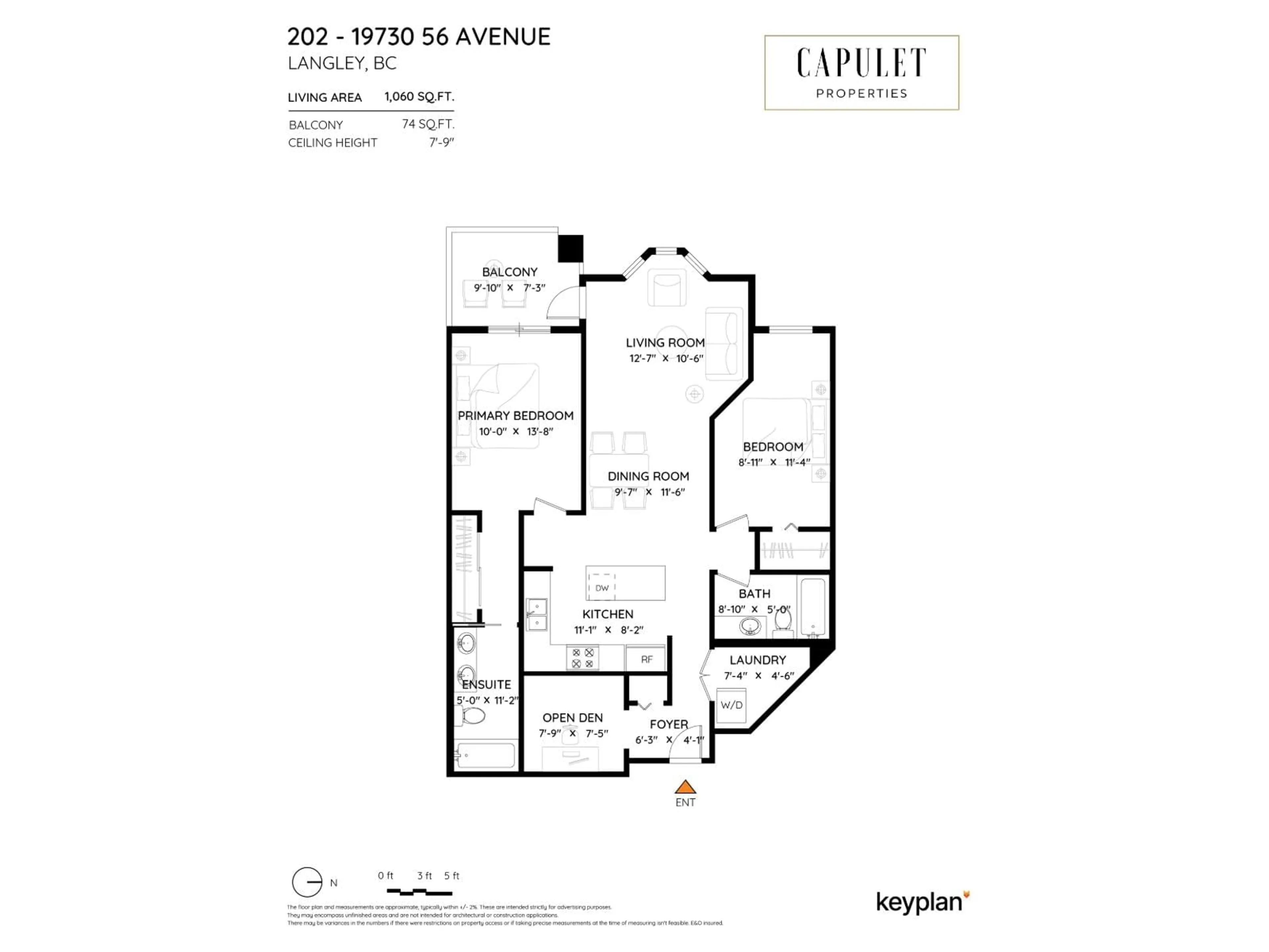 Floor plan for 202 - 19730 56 AVENUE, Langley British Columbia V3A3X6
