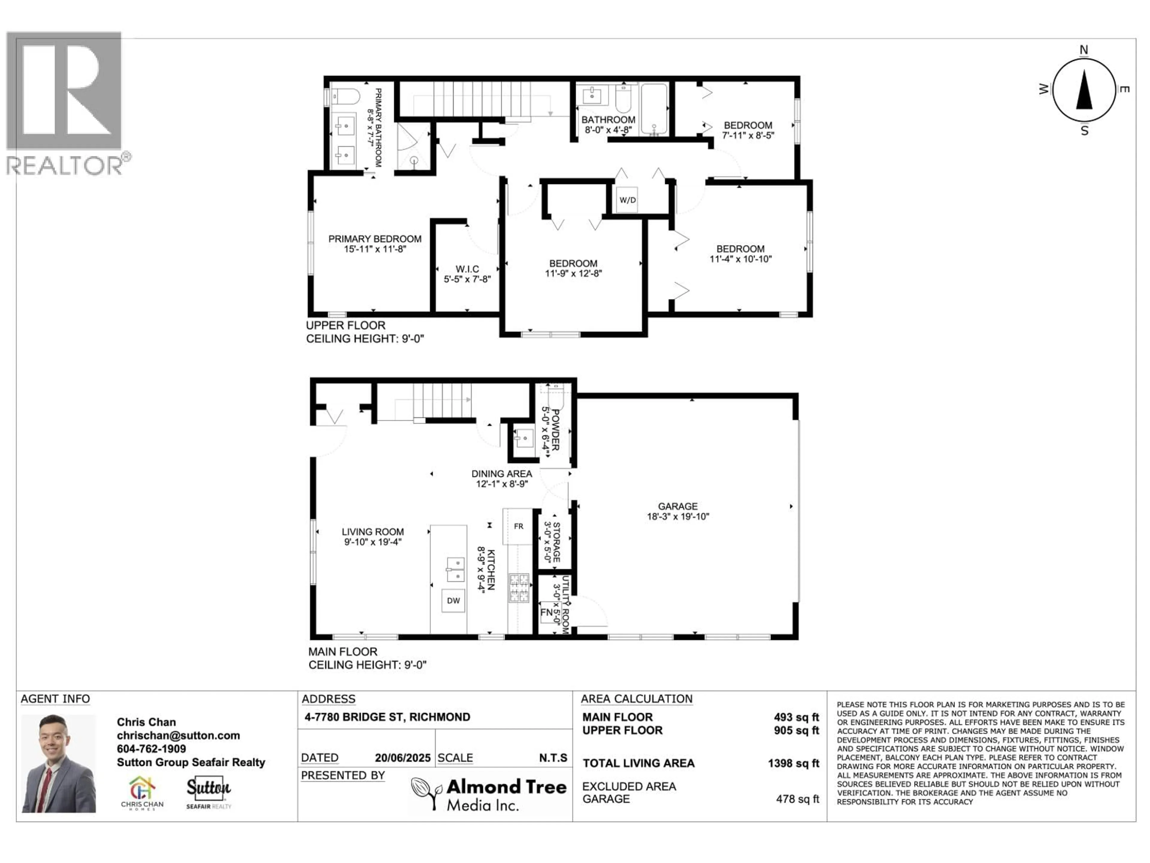 Floor plan for 4 - 7780 BRIDGE STREET, Richmond British Columbia V6Y0L2