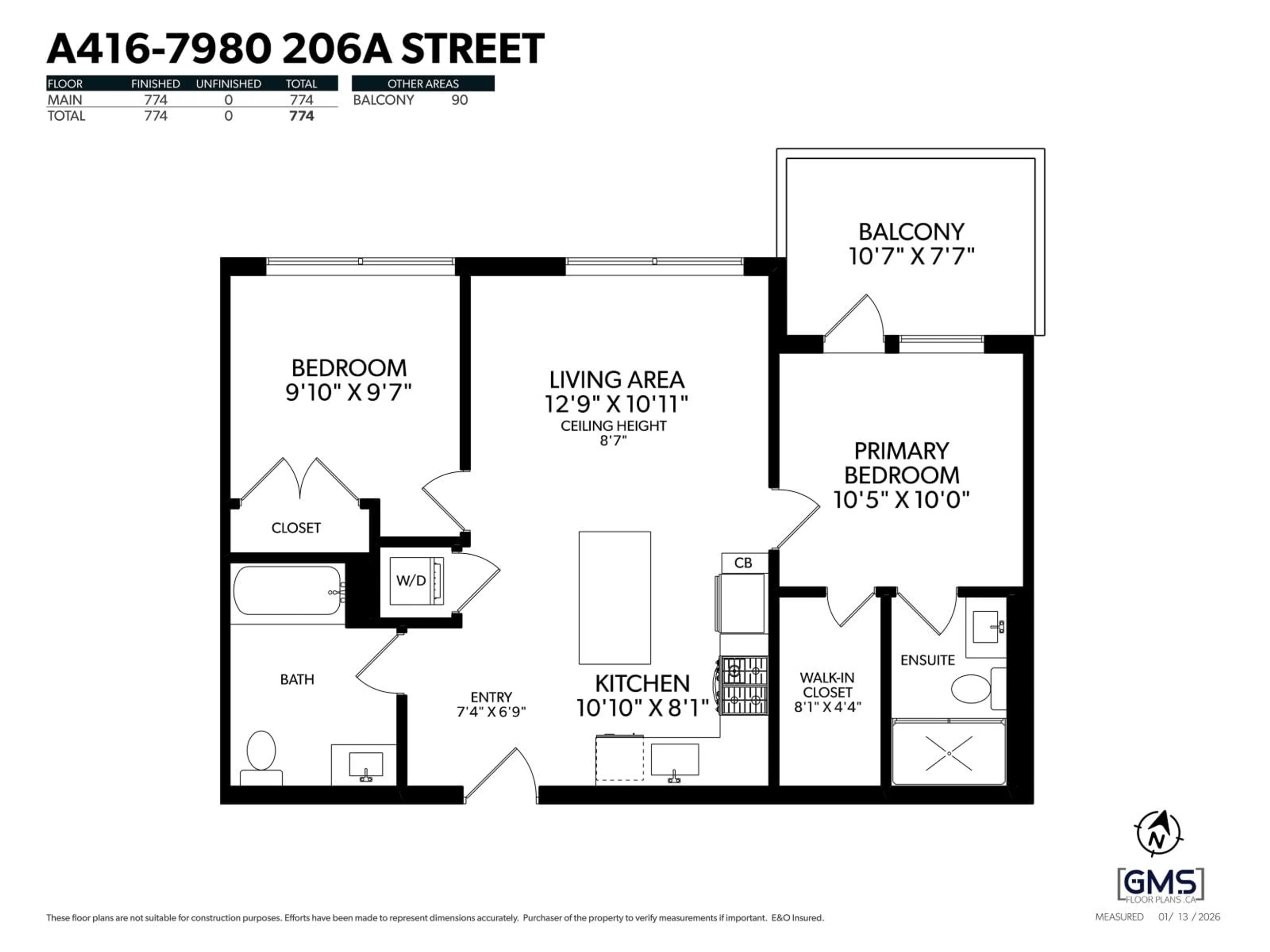 Floor plan for A416 - 7980 206A STREET, Langley British Columbia V2Y3Z8