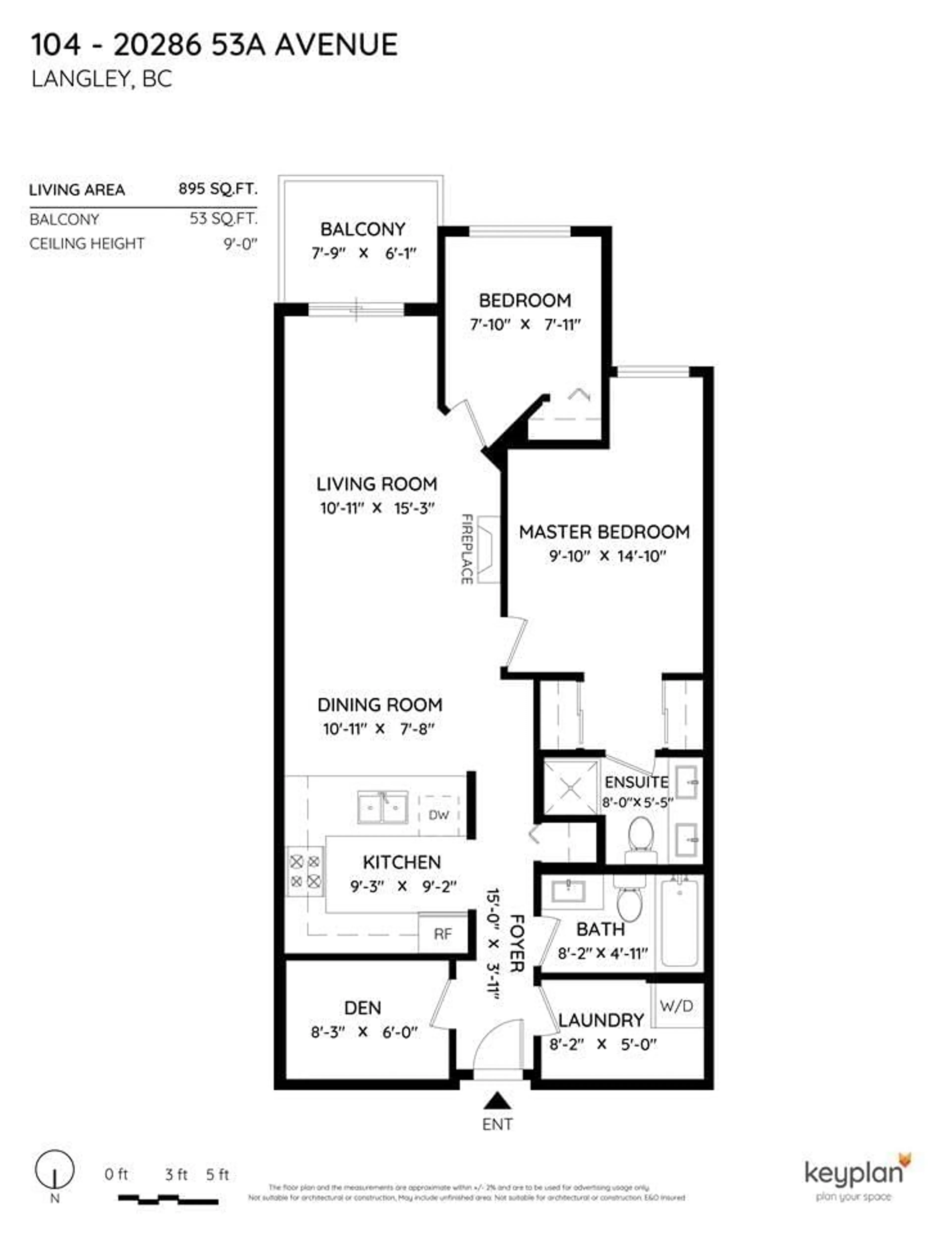 Floor plan for 104 - 20286 53A AVENUE, Langley British Columbia V3A0A8