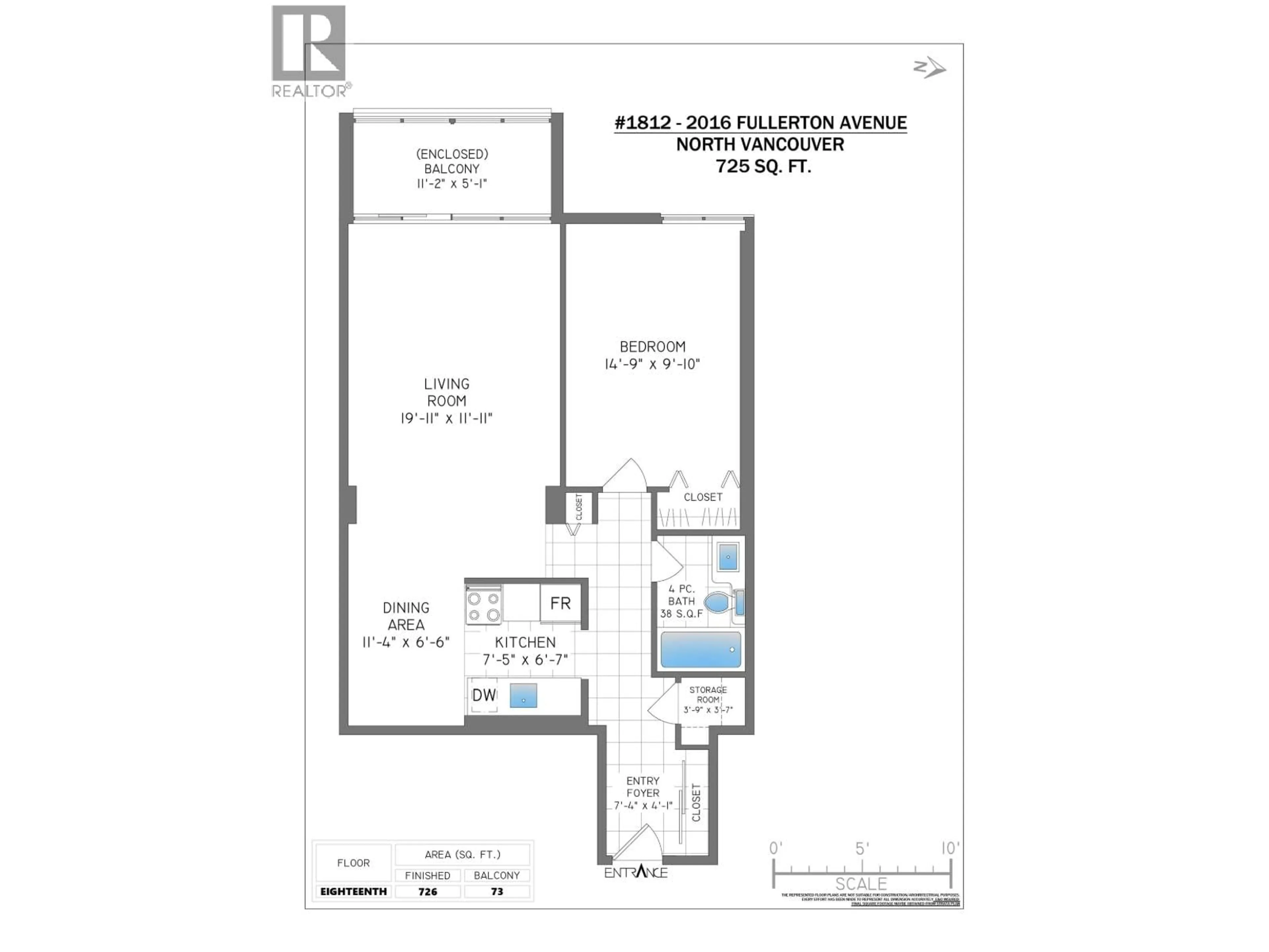 Floor plan for 1812 - 2016 FULLERTON AVENUE, North Vancouver British Columbia V7P3E6
