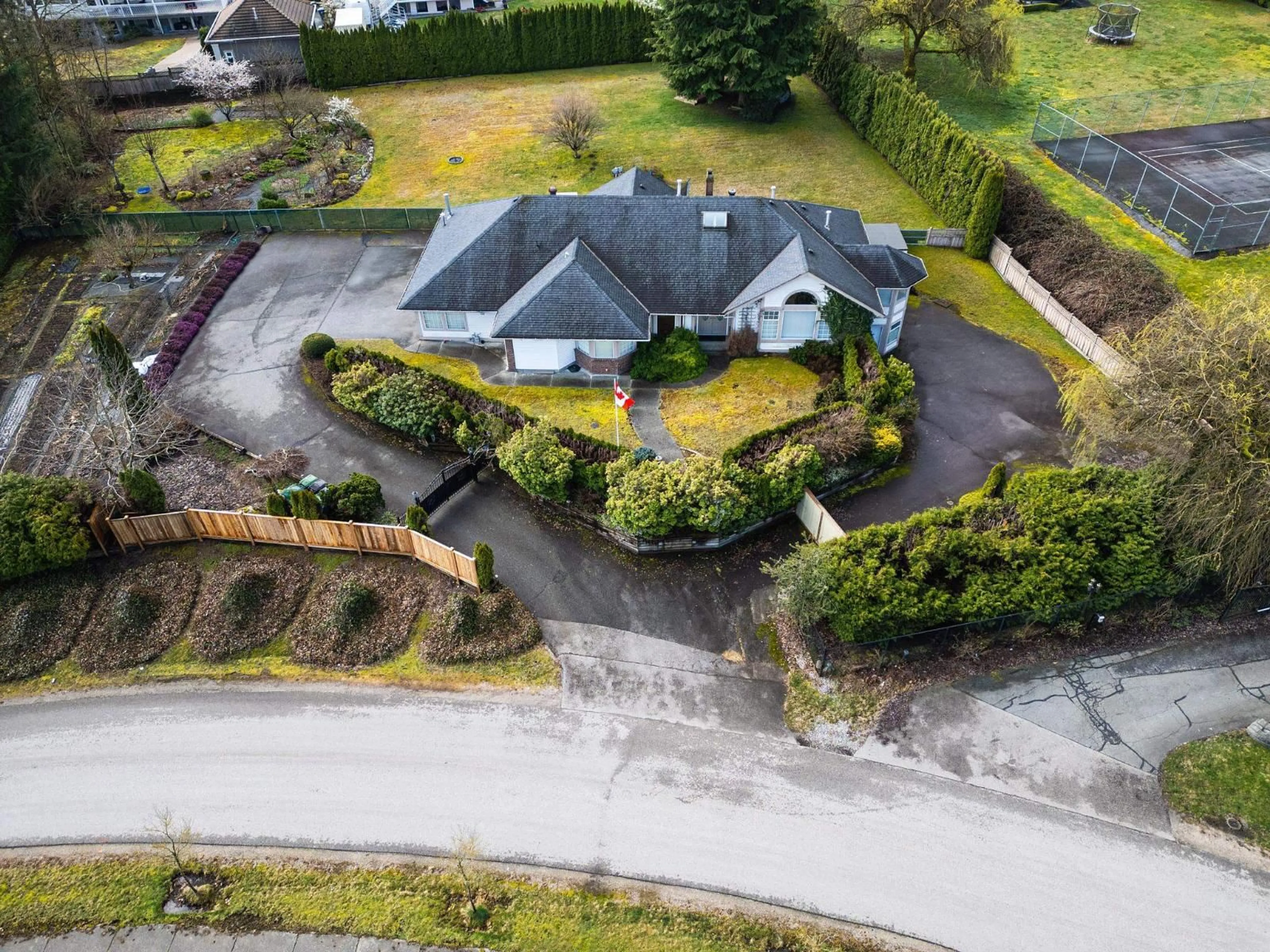 A pic from outside/outdoor area/front of a property/back of a property/a pic from drone, street for 17484 ABBEY DRIVE, Surrey British Columbia V4N4H2
