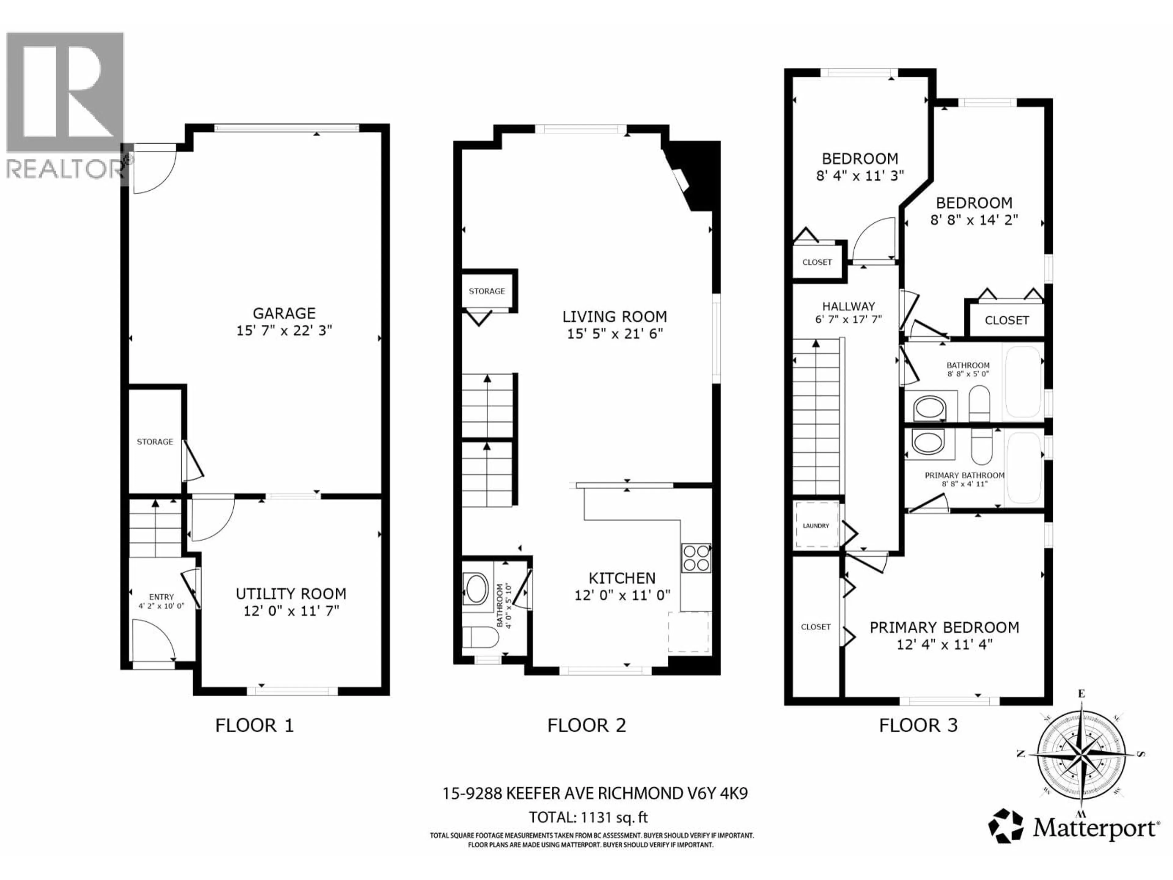 Floor plan for 15 - 9288 KEEFER AVENUE, Richmond British Columbia V6Y4K9