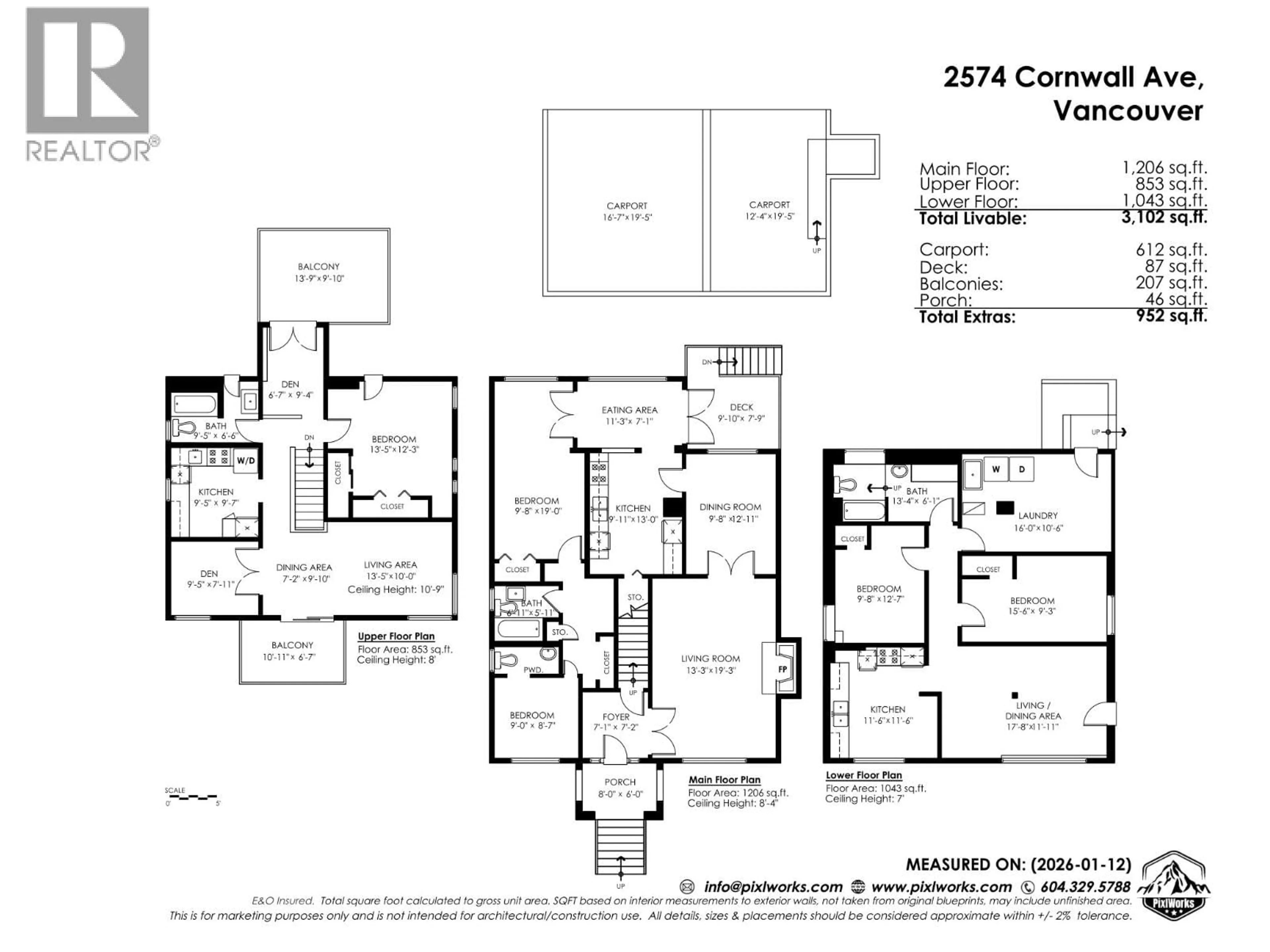 Floor plan for 2574 CORNWALL AVENUE, Vancouver British Columbia V6K1C2